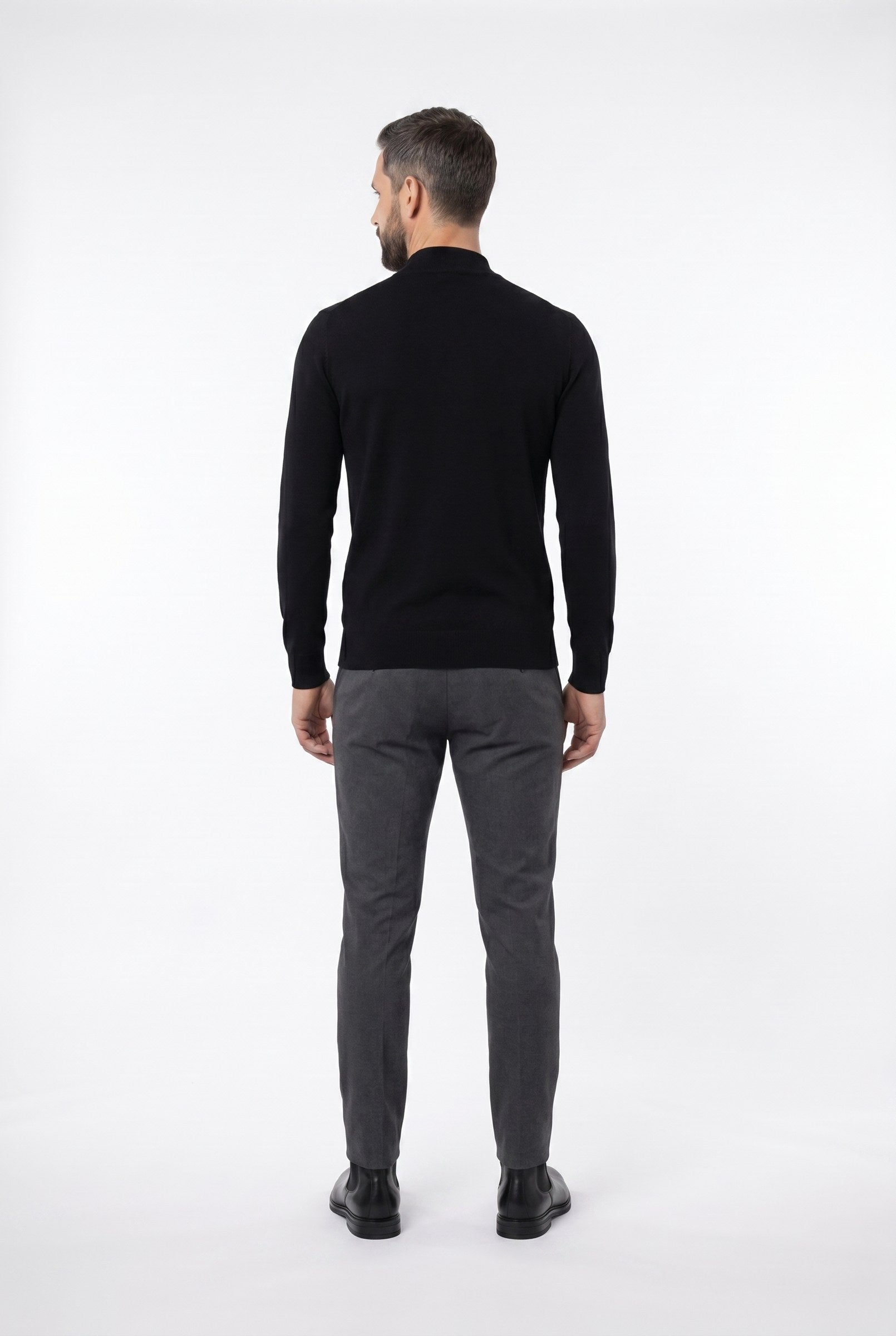 Men's Ultra Fine Cotton Mock Neck Jumper | Blackstone London