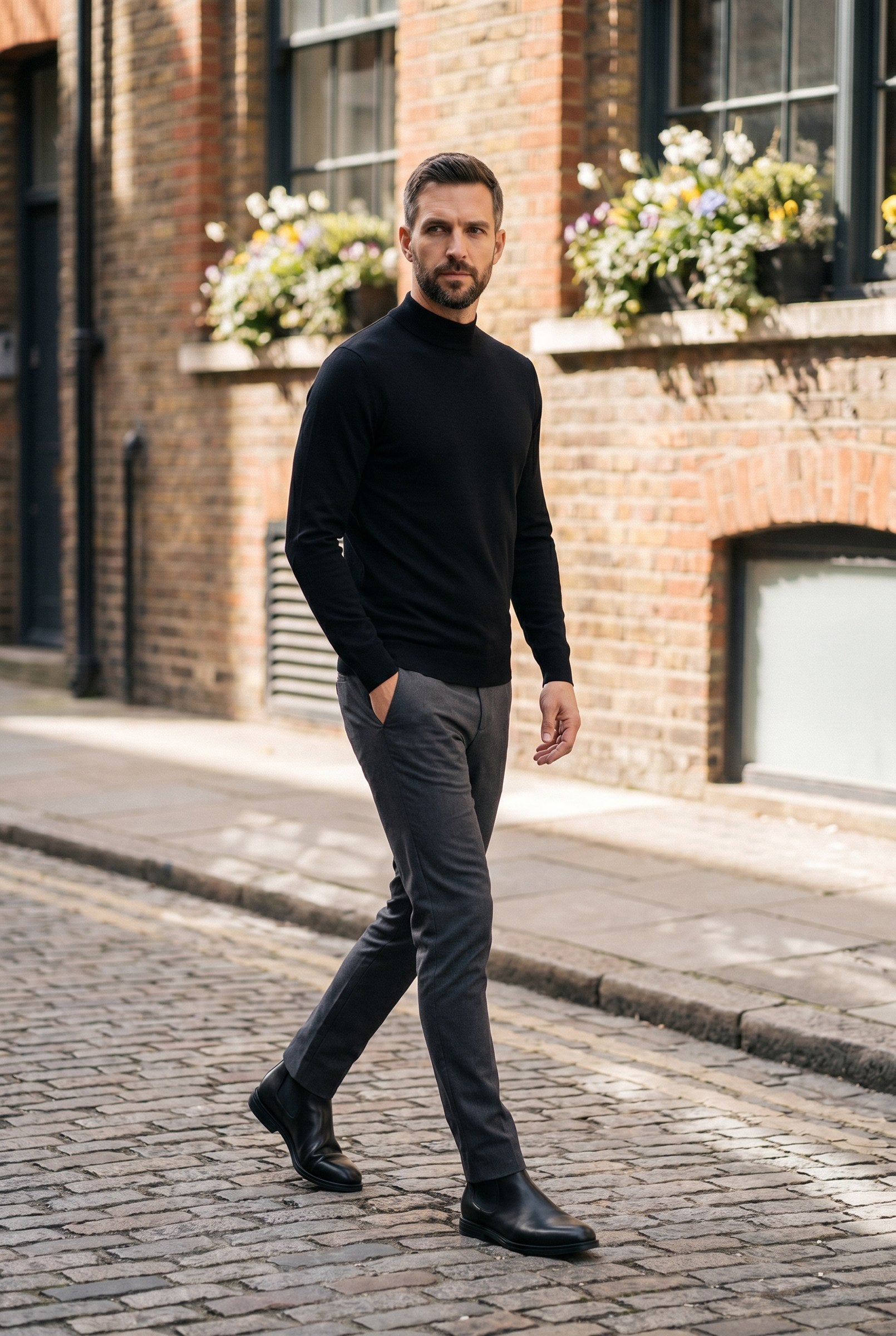 Men's Ultra Fine Cotton Mock Neck Jumper | Blackstone London