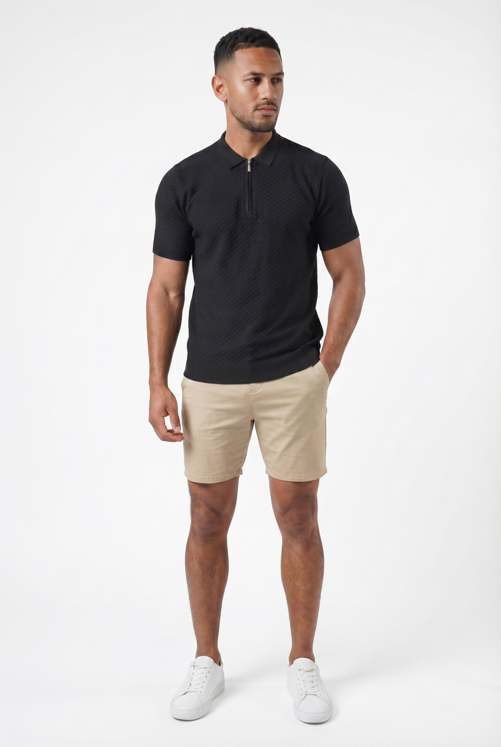 Men's Half Zip Knit Polo Shirt | Blackstone London