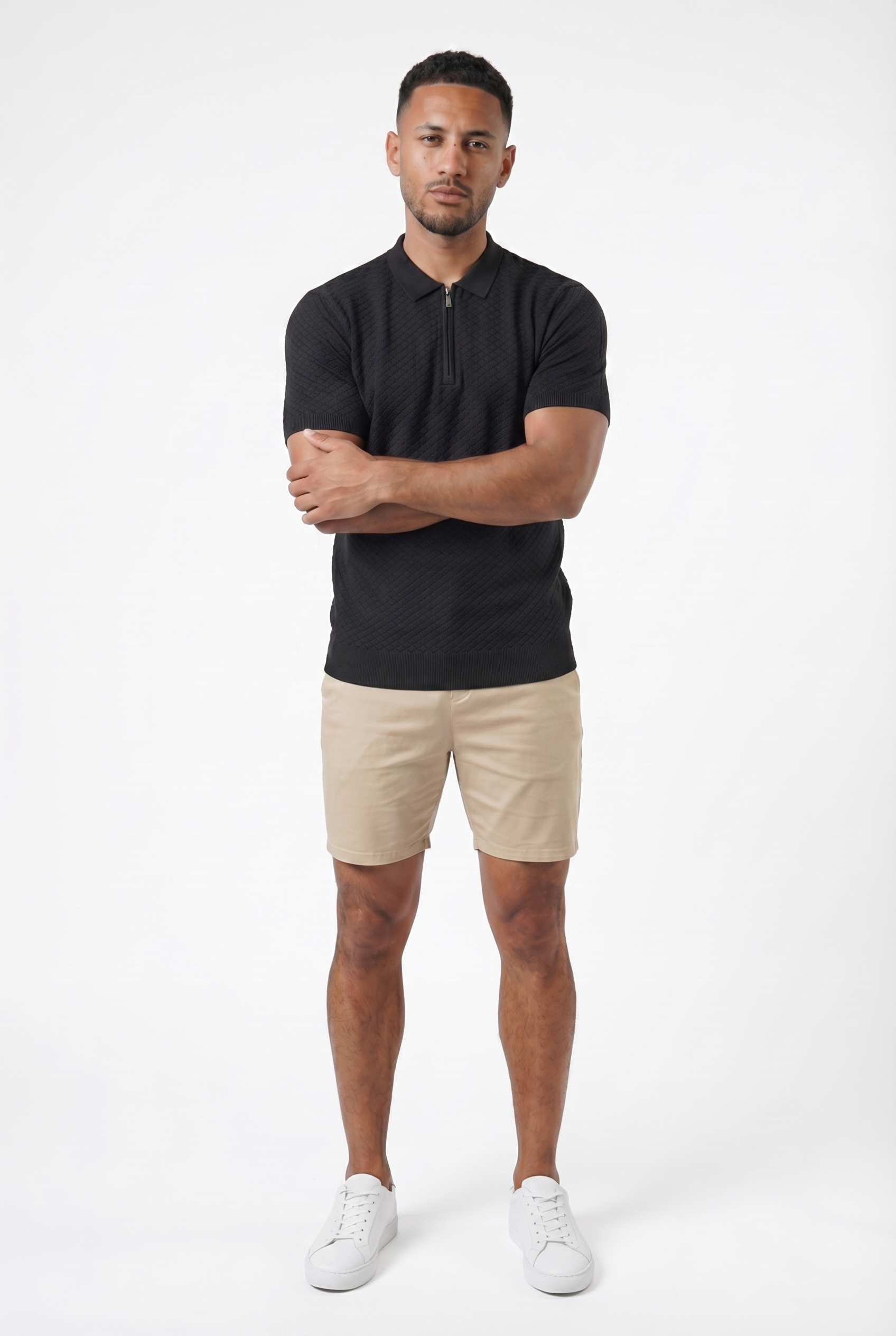Men's Half Zip Knit Polo Shirt | Blackstone London