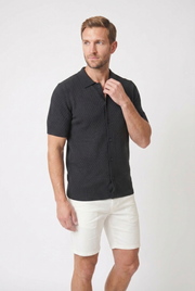 Men's Jacquard Knit Polo Shirt | Blackstone London