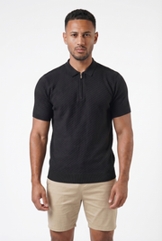 Men's Half Zip Knit Polo Shirt | Blackstone London