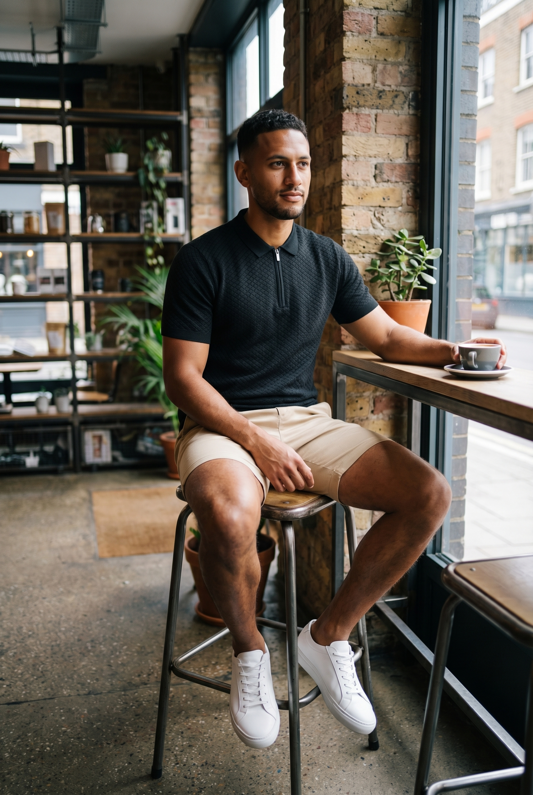 Men's Half Zip Knit Polo Shirt | Blackstone London
