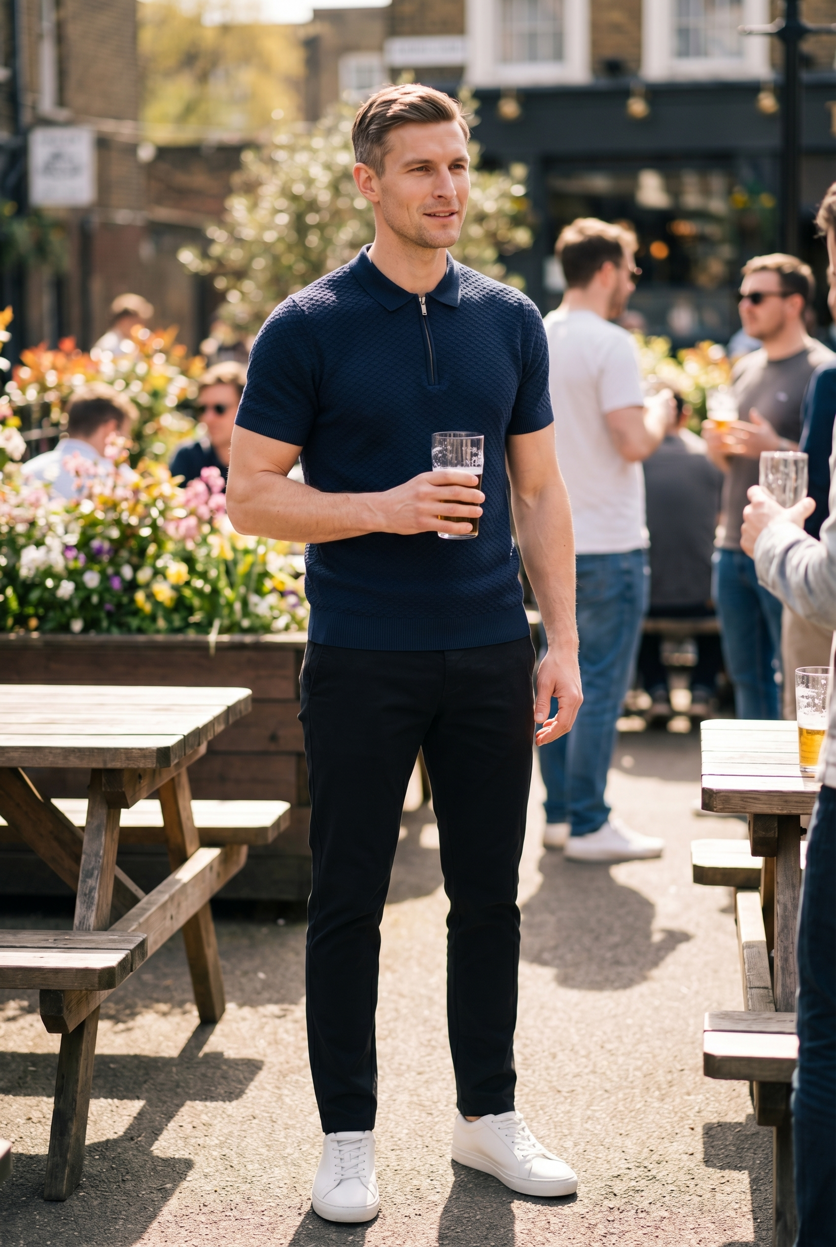 Men's Half Zip Knit Polo Shirt | Blackstone London