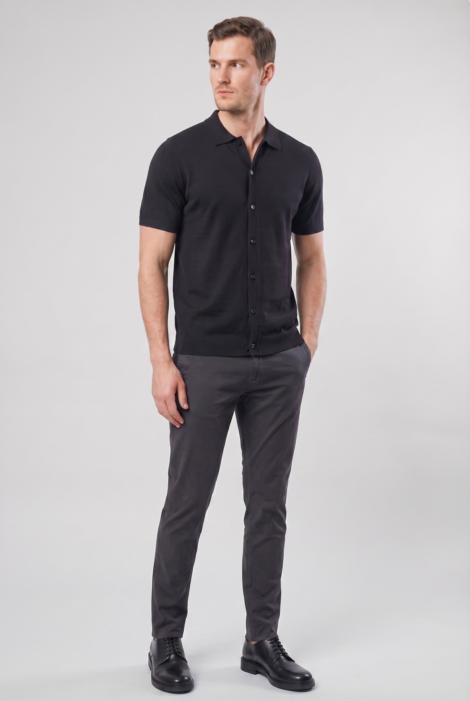 Men's Knitted Button-Up Polo Shirt | Blackstone London