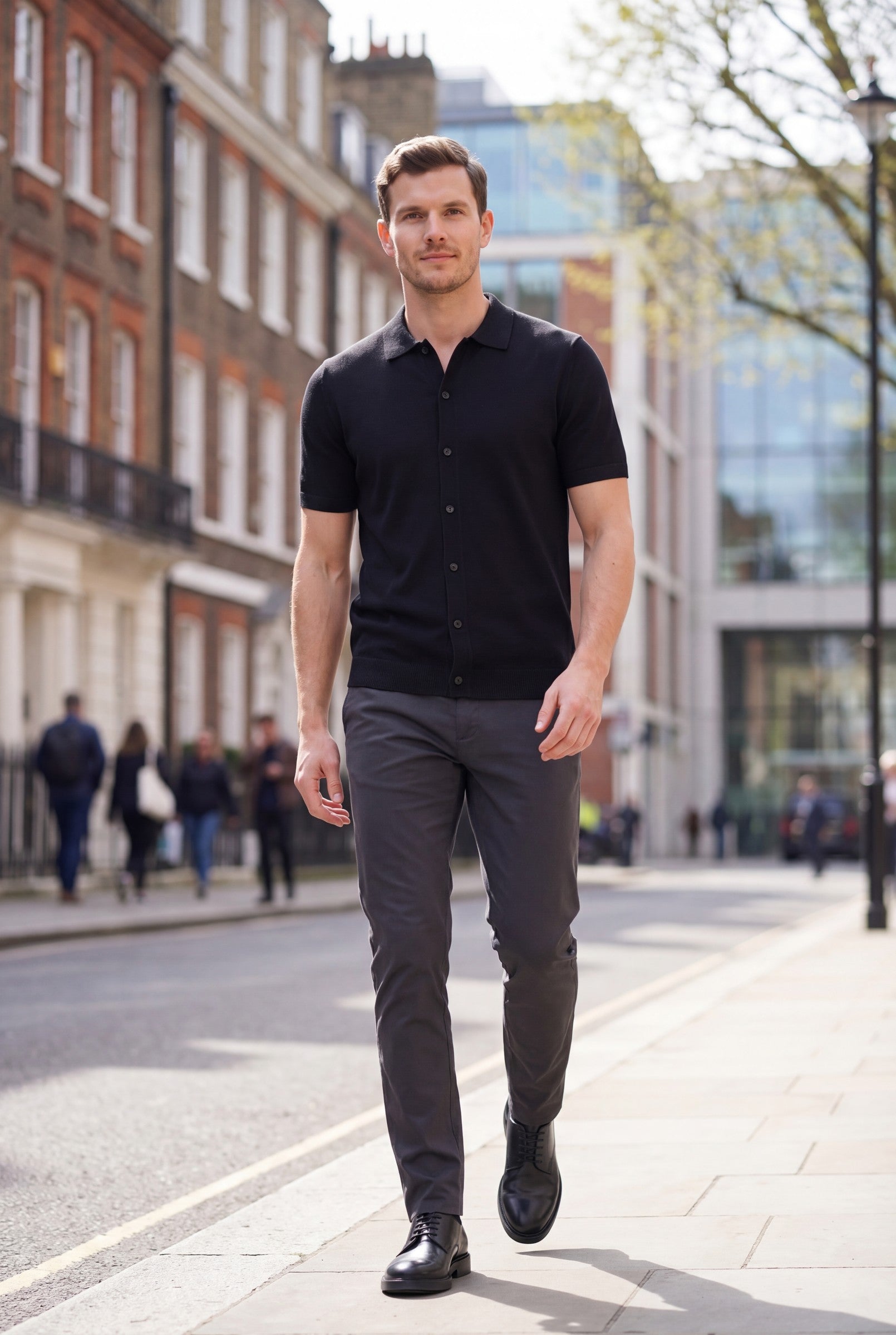Men's Knitted Button-Up Polo Shirt | Blackstone London