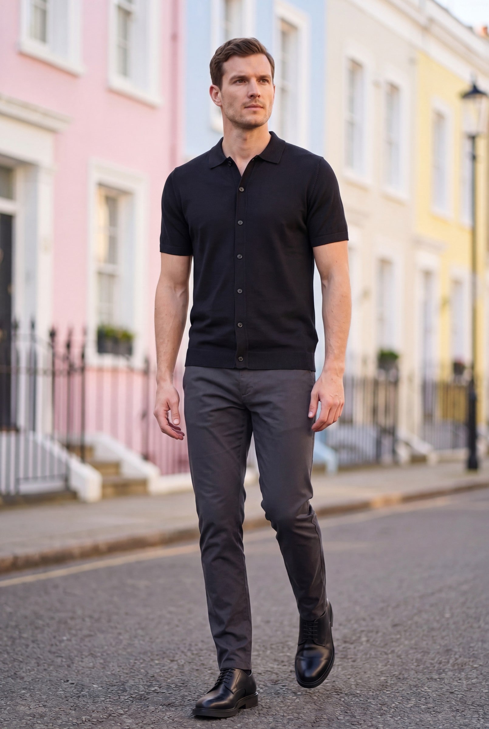 Men's Knitted Button-Up Polo Shirt | Blackstone London