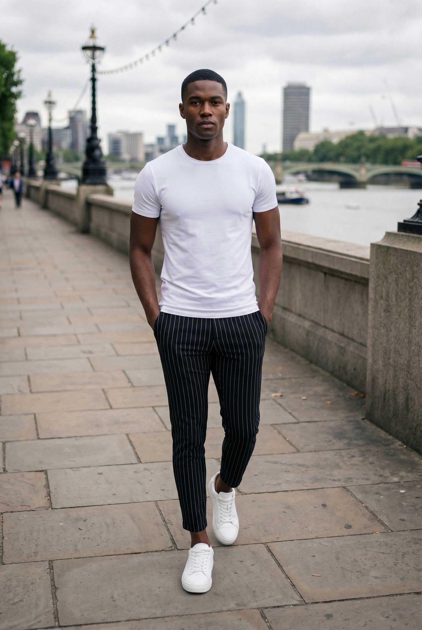 Men's Signature Half Belt Trousers | Blackstone London