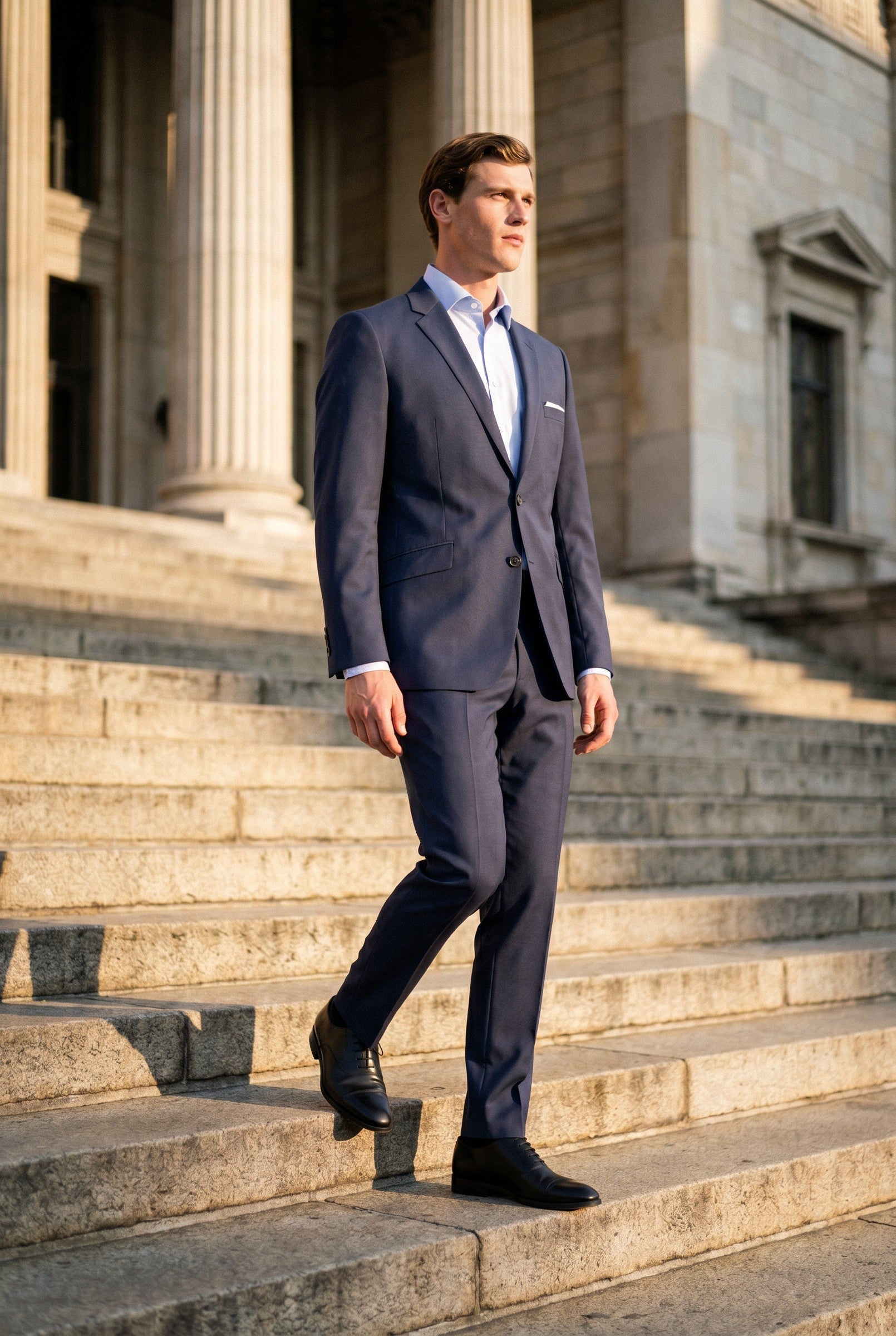 Men's Blue Birdseye Suit | Blackstone London