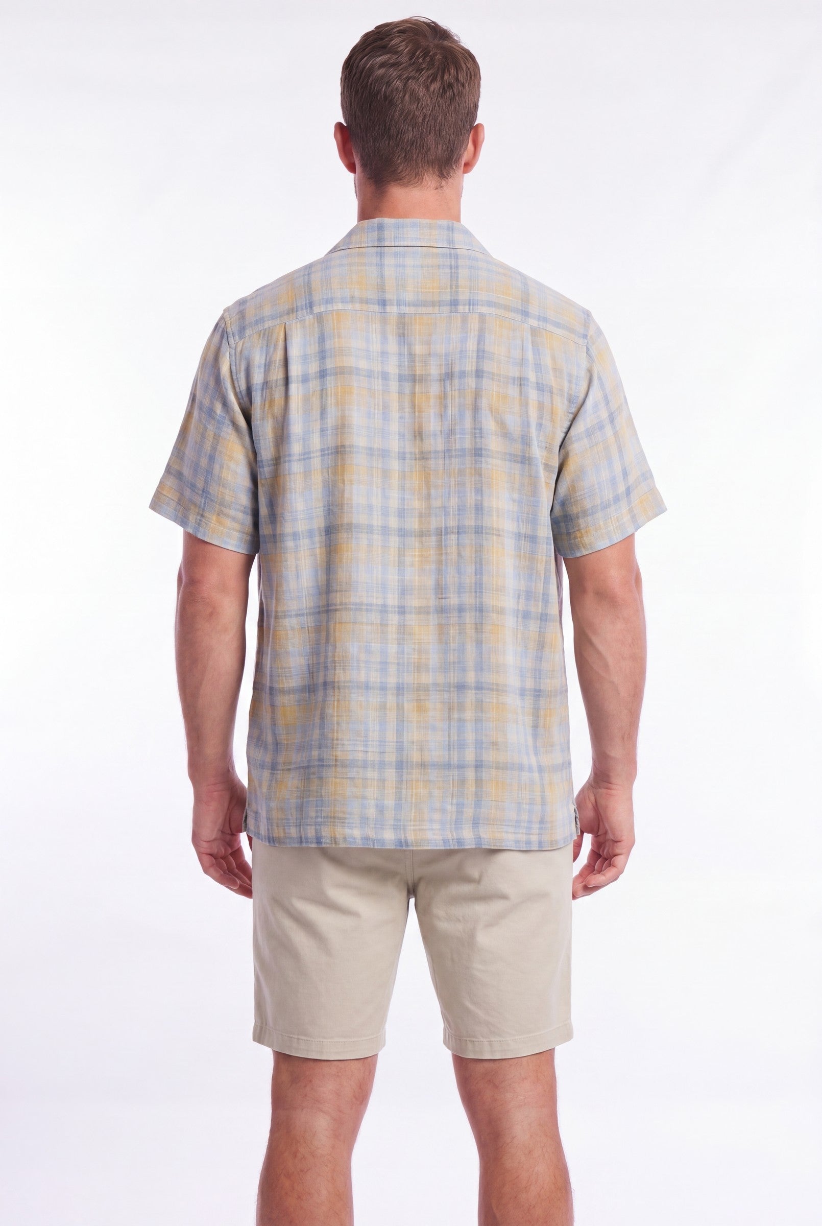 Men's Linen Check Cuban Collar Shirt | Blackstone London