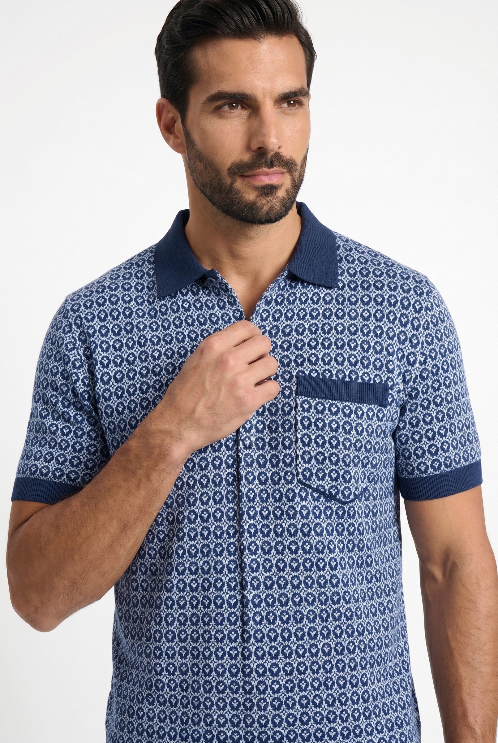 Men's Casa Piccante Jacquard Knit Polo | Blackstone London