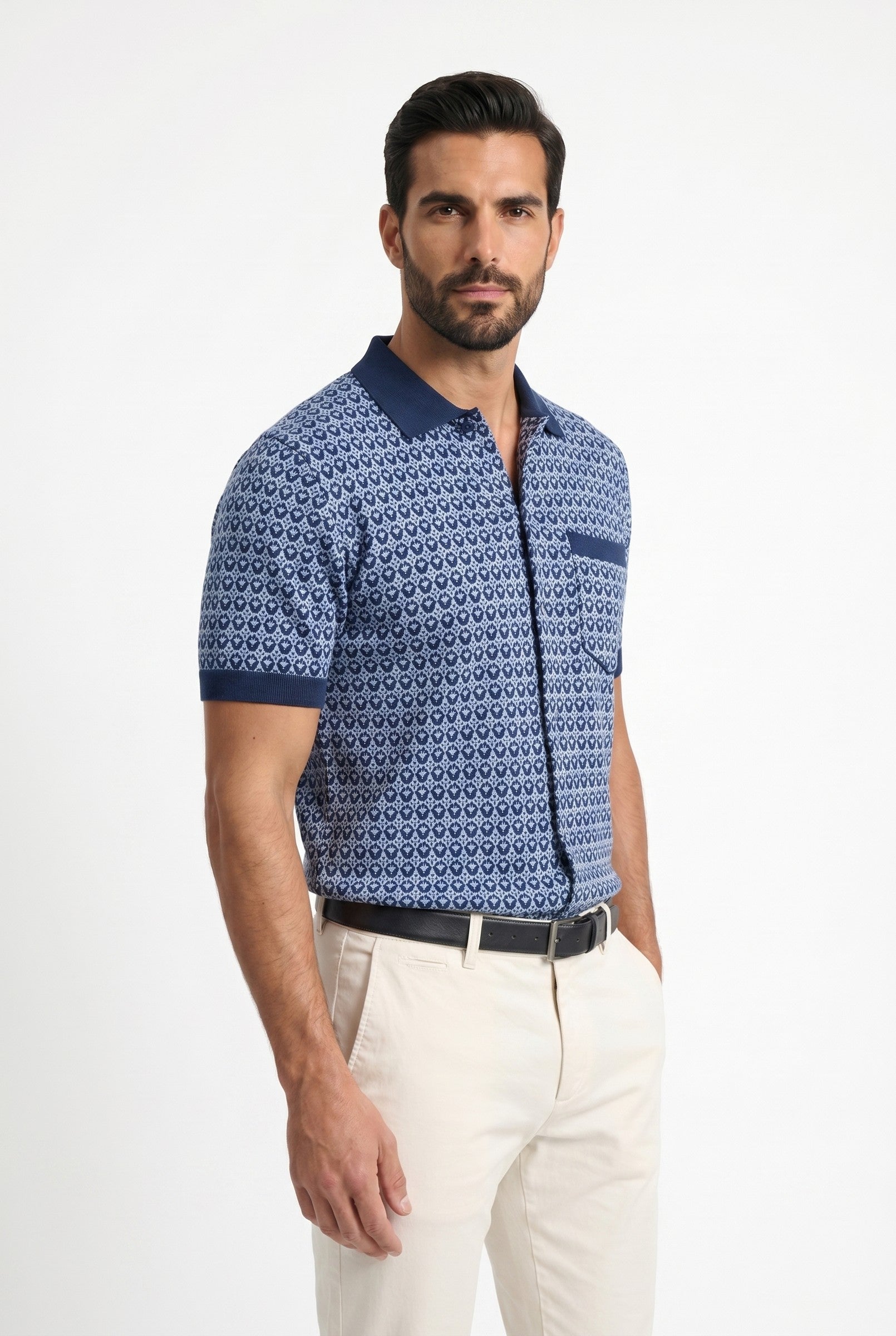 Men's Casa Piccante Jacquard Knit Polo | Blackstone London