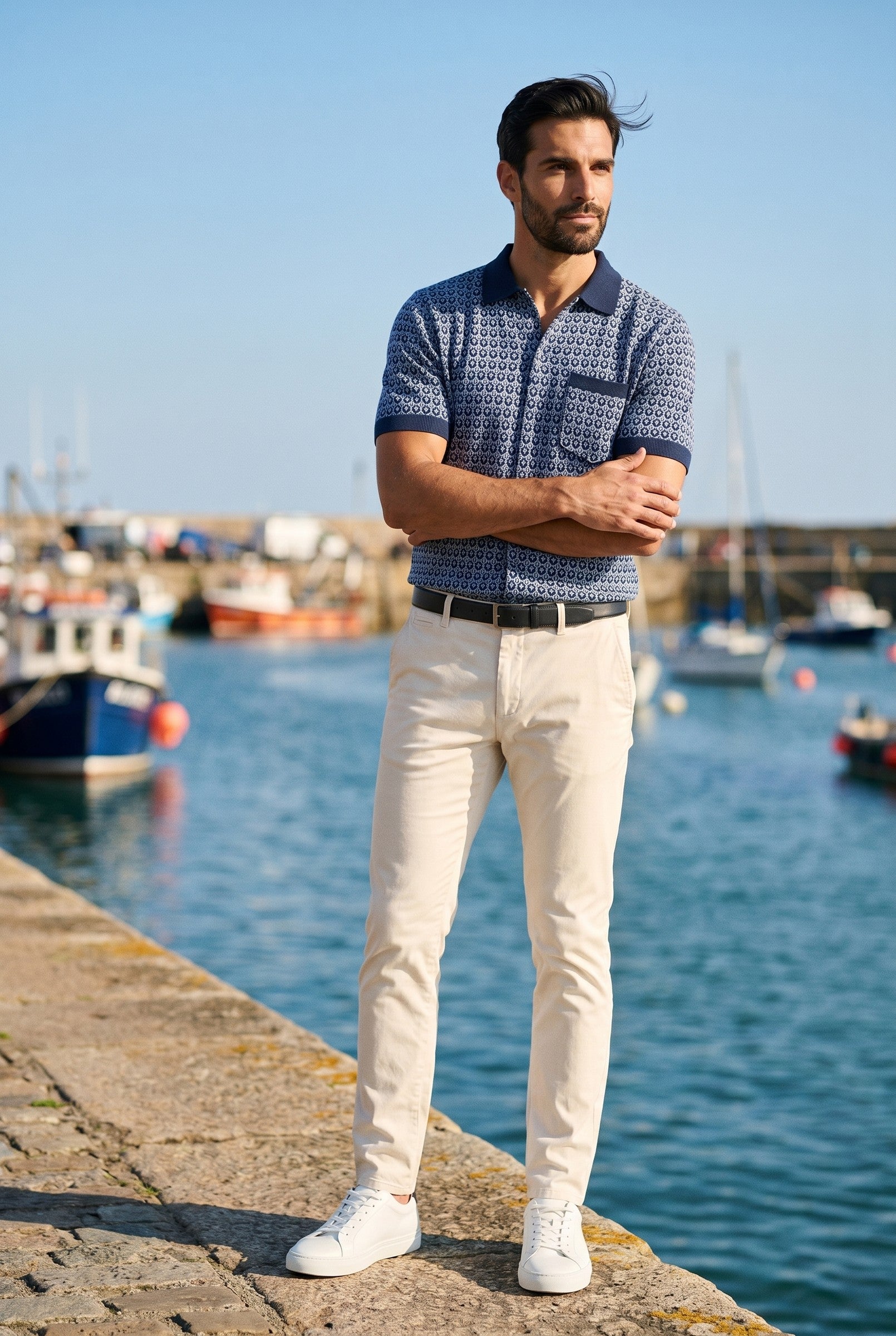 Men's Casa Piccante Jacquard Knit Polo | Blackstone London