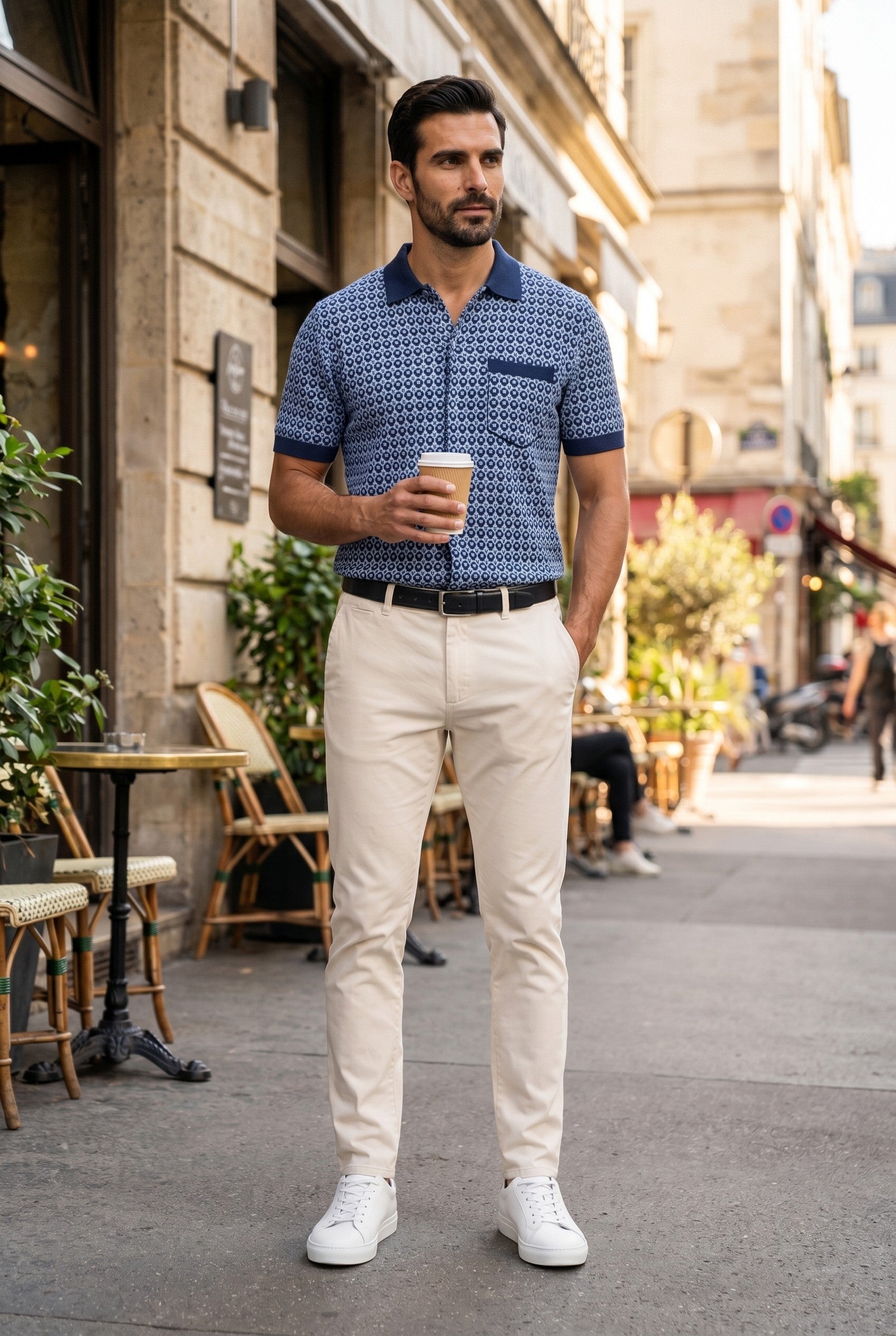 Men's Casa Piccante Jacquard Knit Polo | Blackstone London