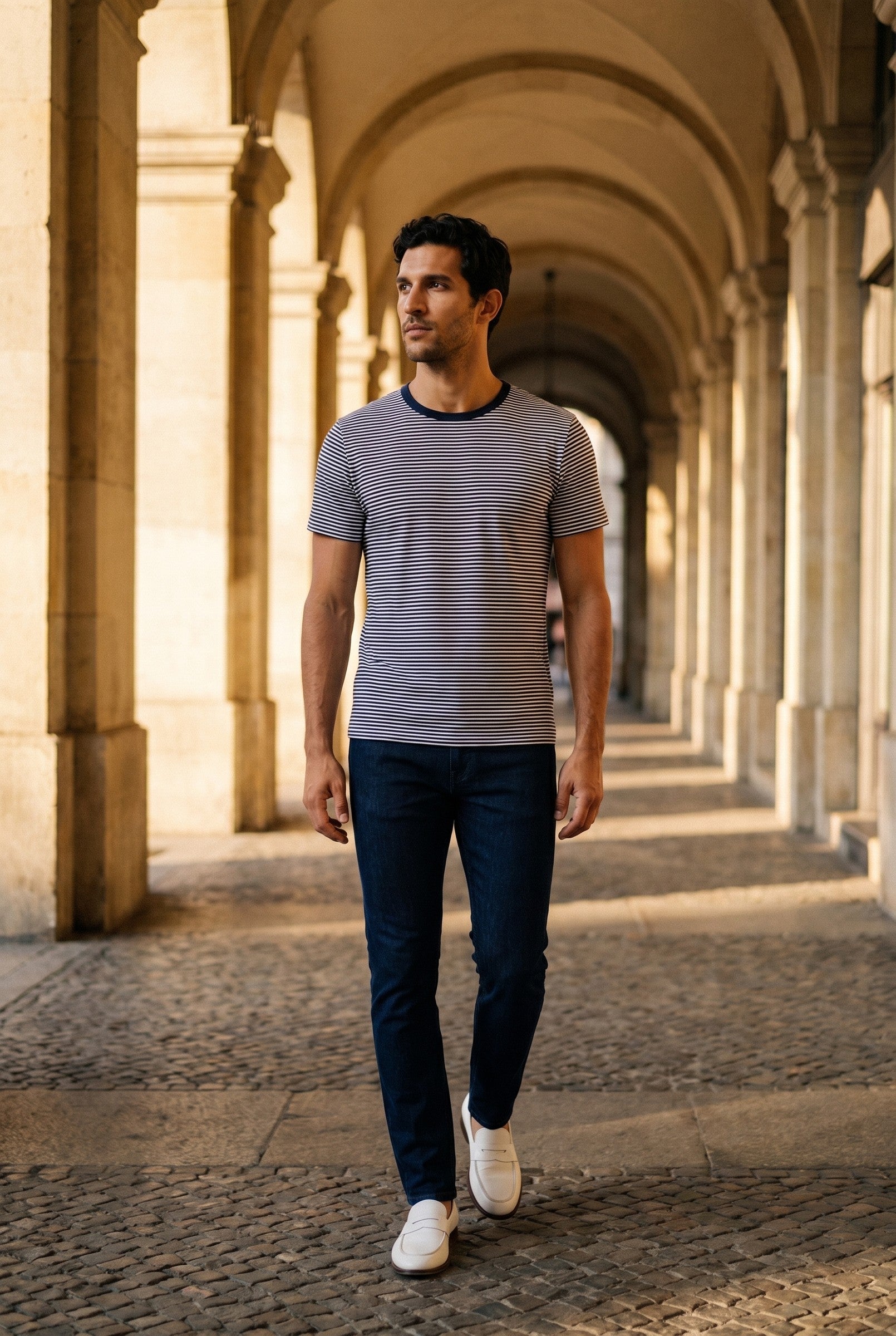 Men's Eyelet Crew Neck T-Shirt | Blackstone London