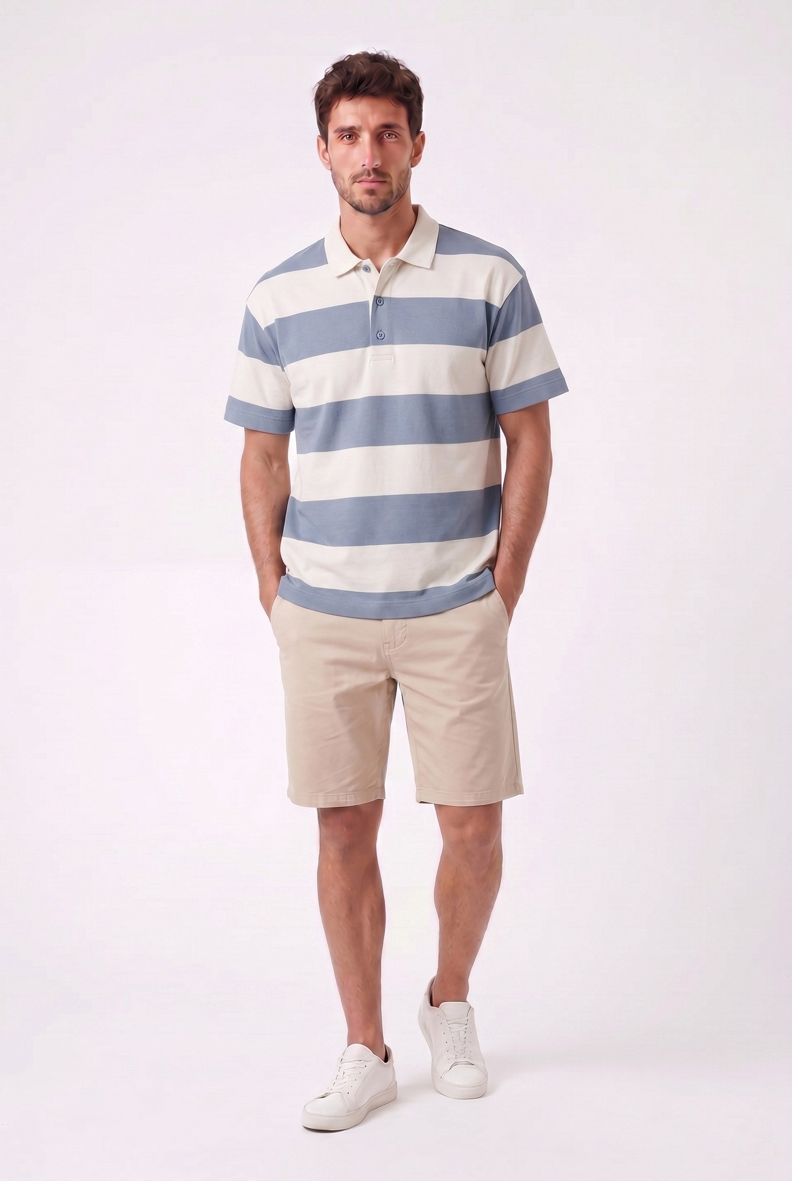Men's Striped Loose Fit Polo Shirt | Blackstone London