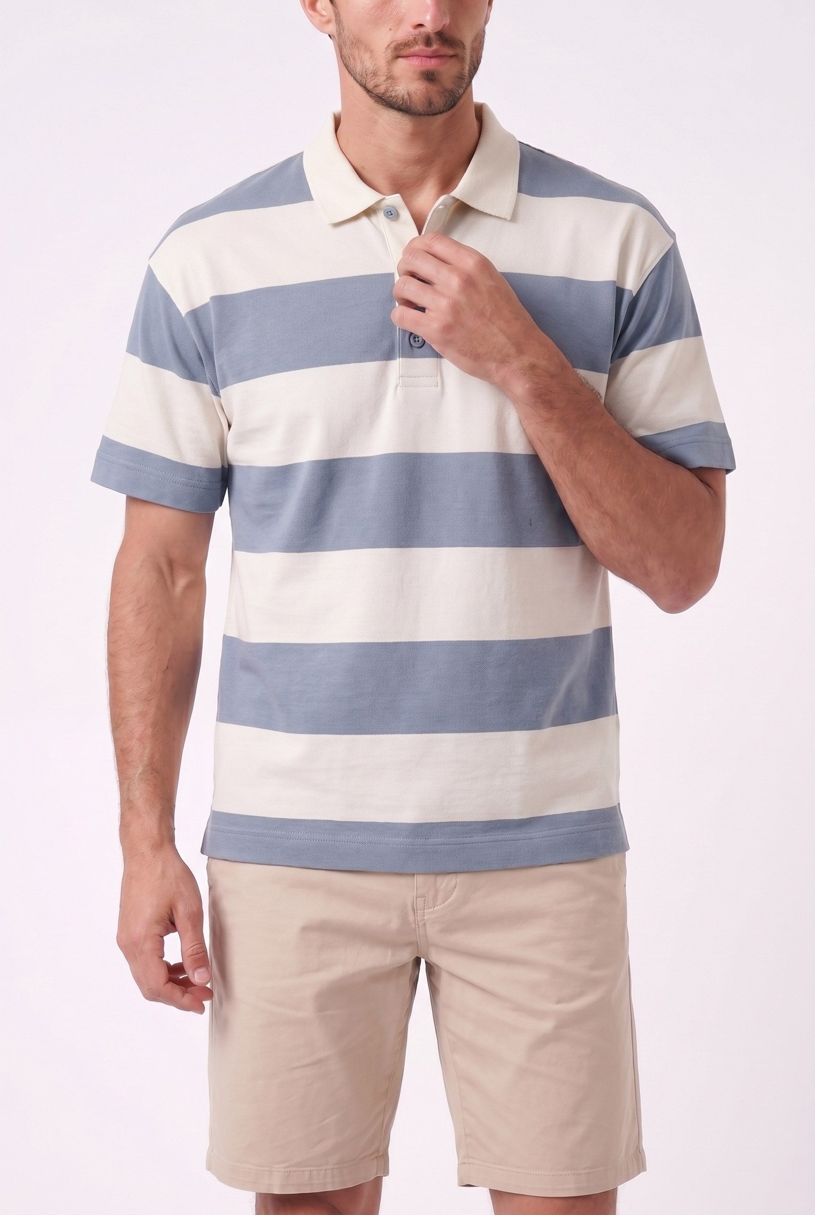 Men's Striped Loose Fit Polo Shirt | Blackstone London