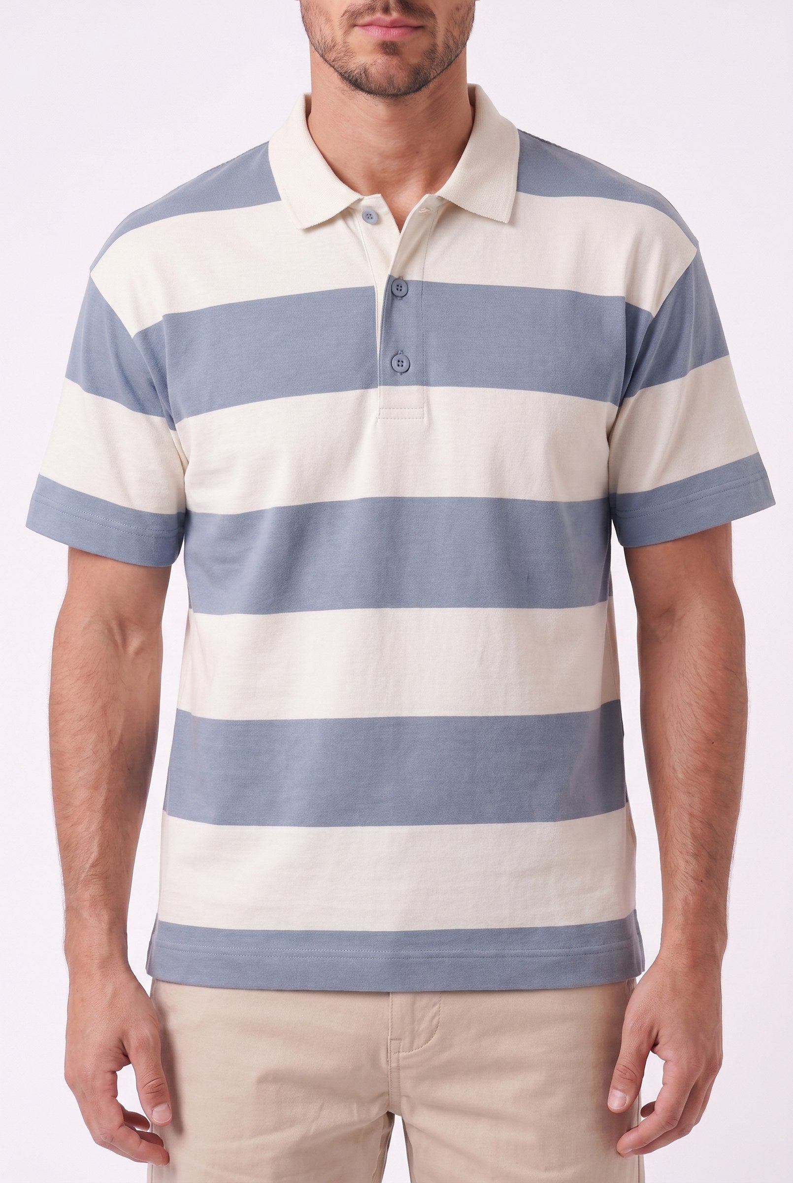 Men's Striped Loose Fit Polo Shirt | Blackstone London