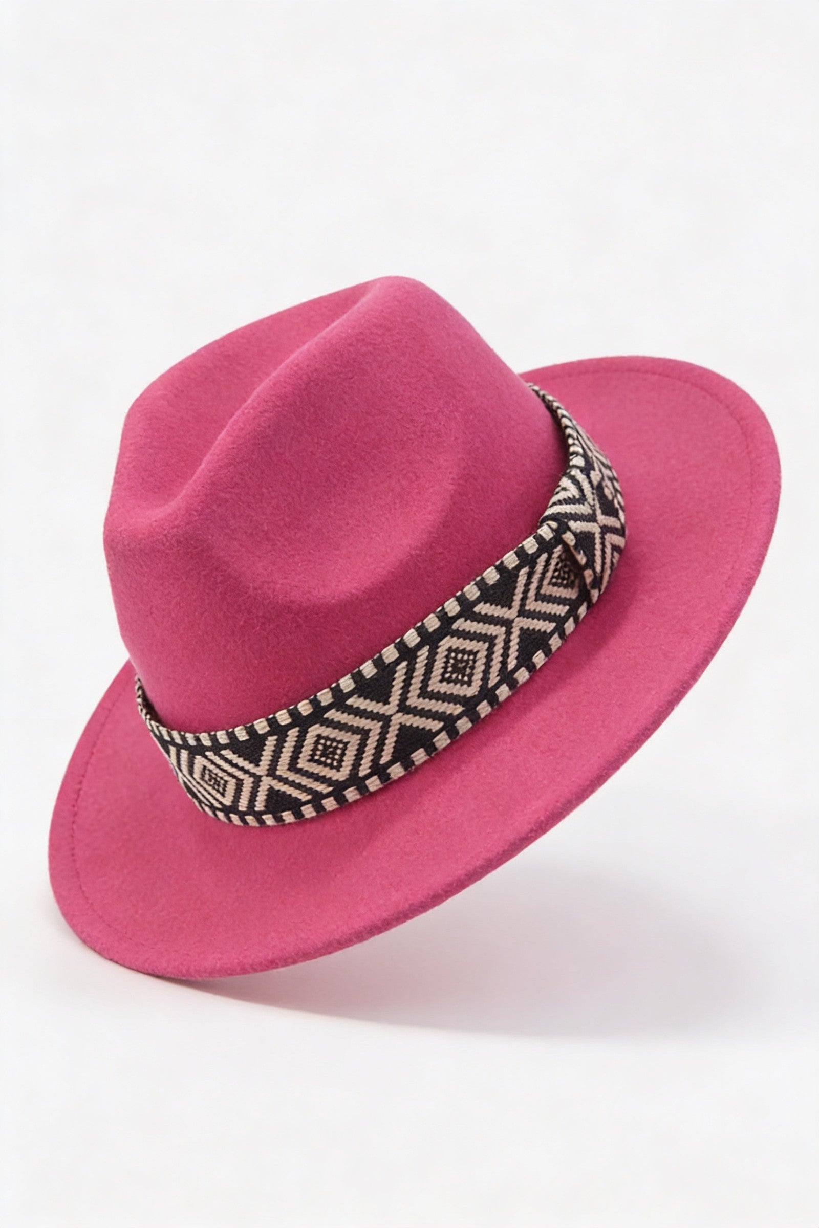 Men's Wide Brim Fedora Hat with Aztec Band | Blackstone London