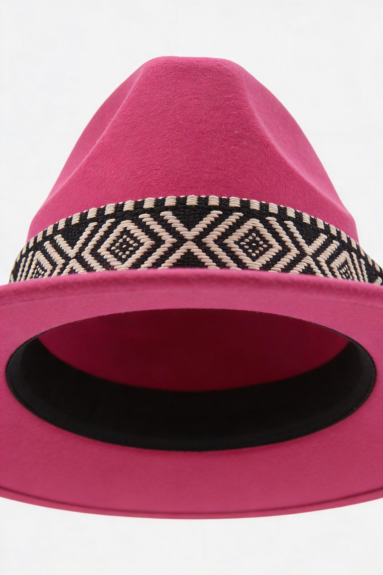 Men's Wide Brim Fedora Hat with Aztec Band | Blackstone London