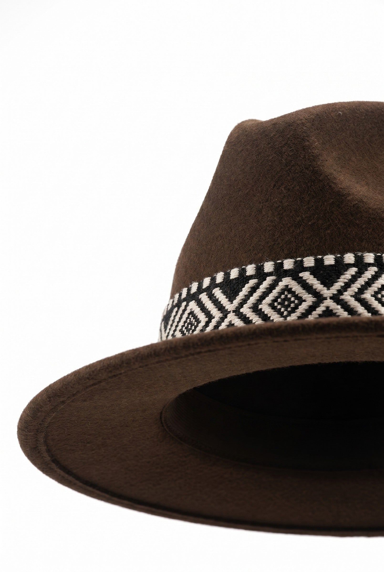 Men's Wide Brim Fedora Hat with Aztec Band | Blackstone London