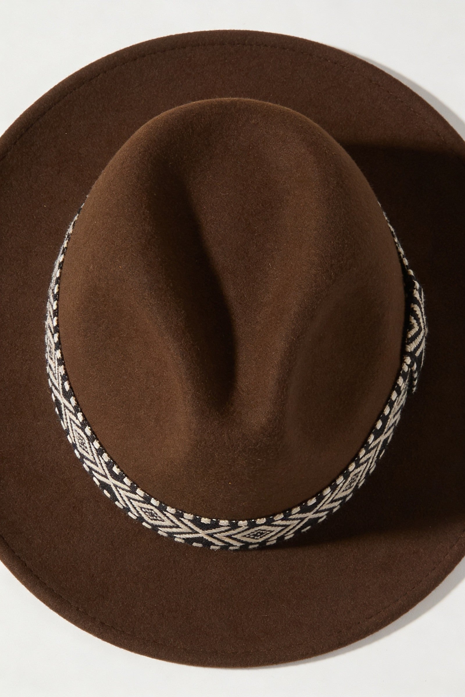Men's Wide Brim Fedora Hat with Aztec Band | Blackstone London
