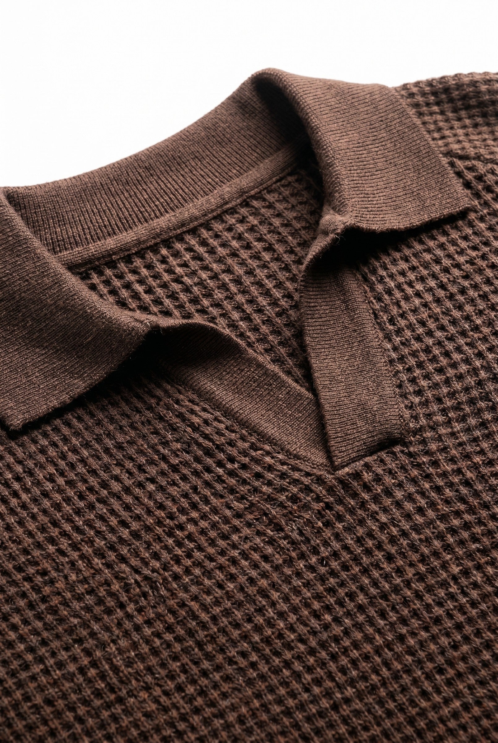 Men's Textured Knitted Open Collar Polo | Blackstone London