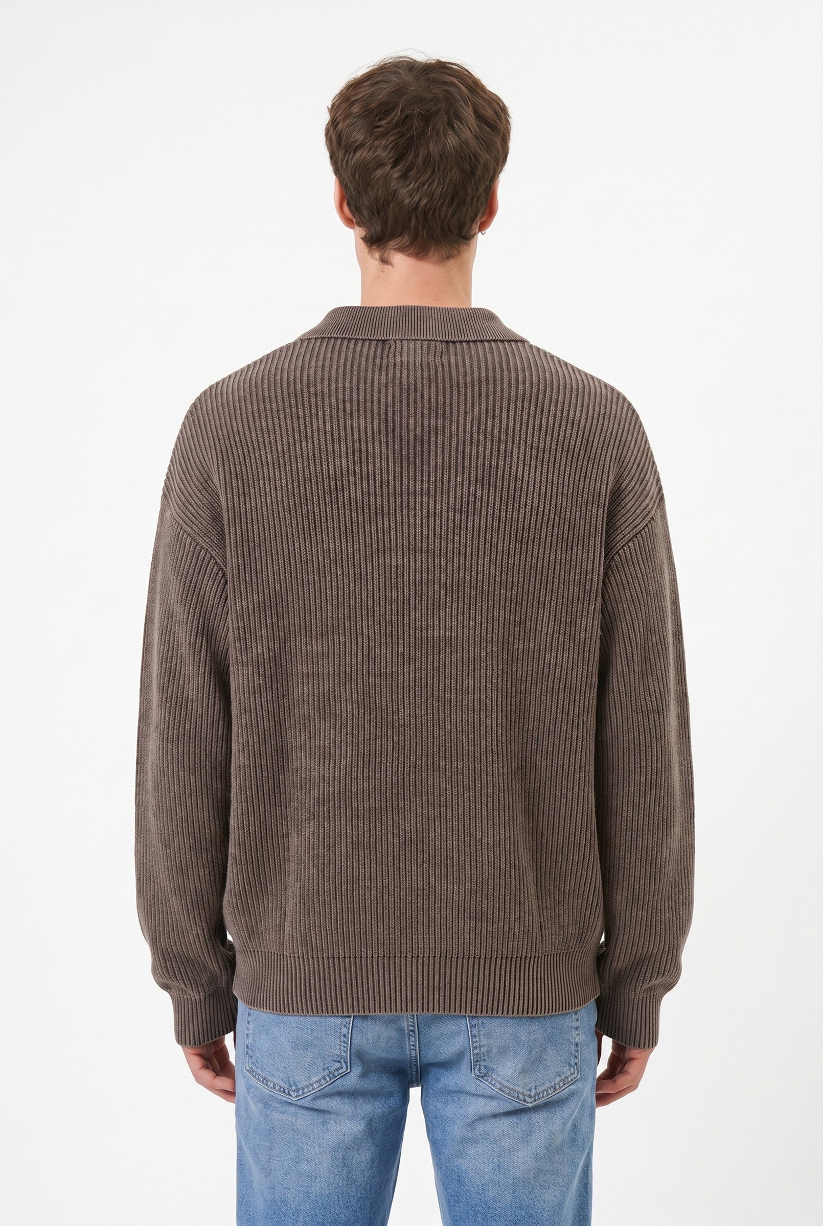 Men's Acid Washed Half-Zip Knit Pullover | Blackstone London