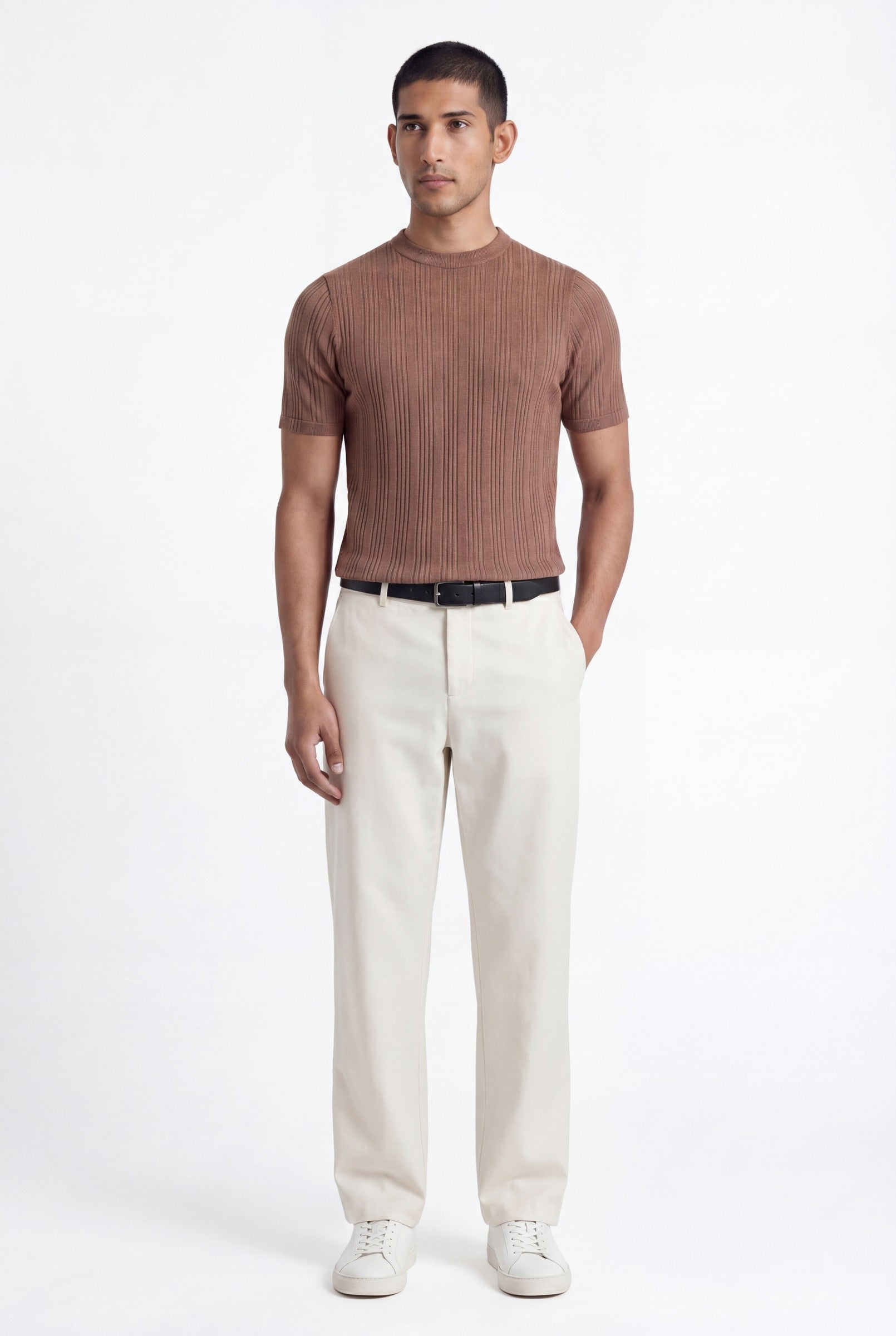 Men's Slim Ribbed Cotton T-Shirt | Blackstone London