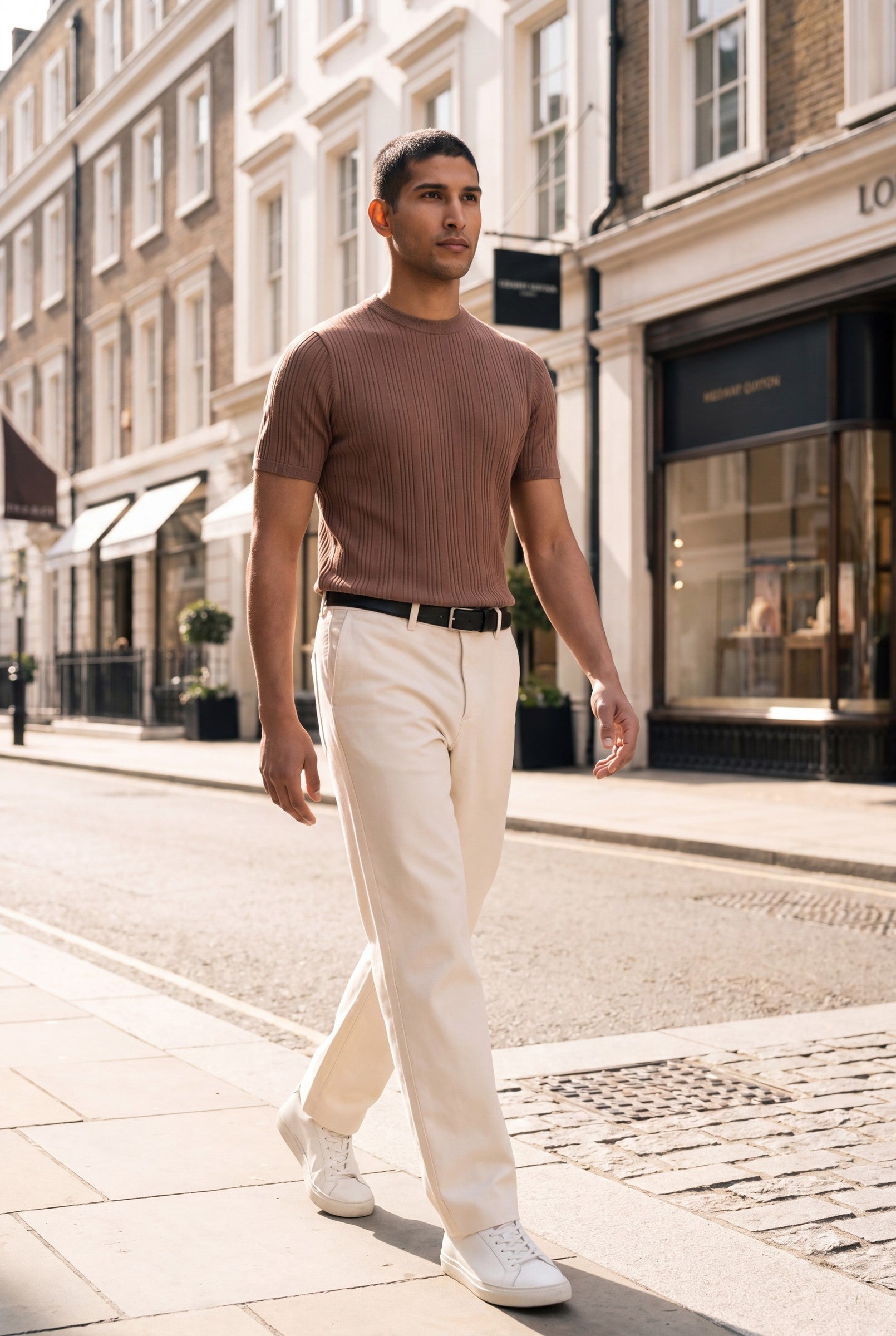 Men's Slim Ribbed Cotton T-Shirt | Blackstone London