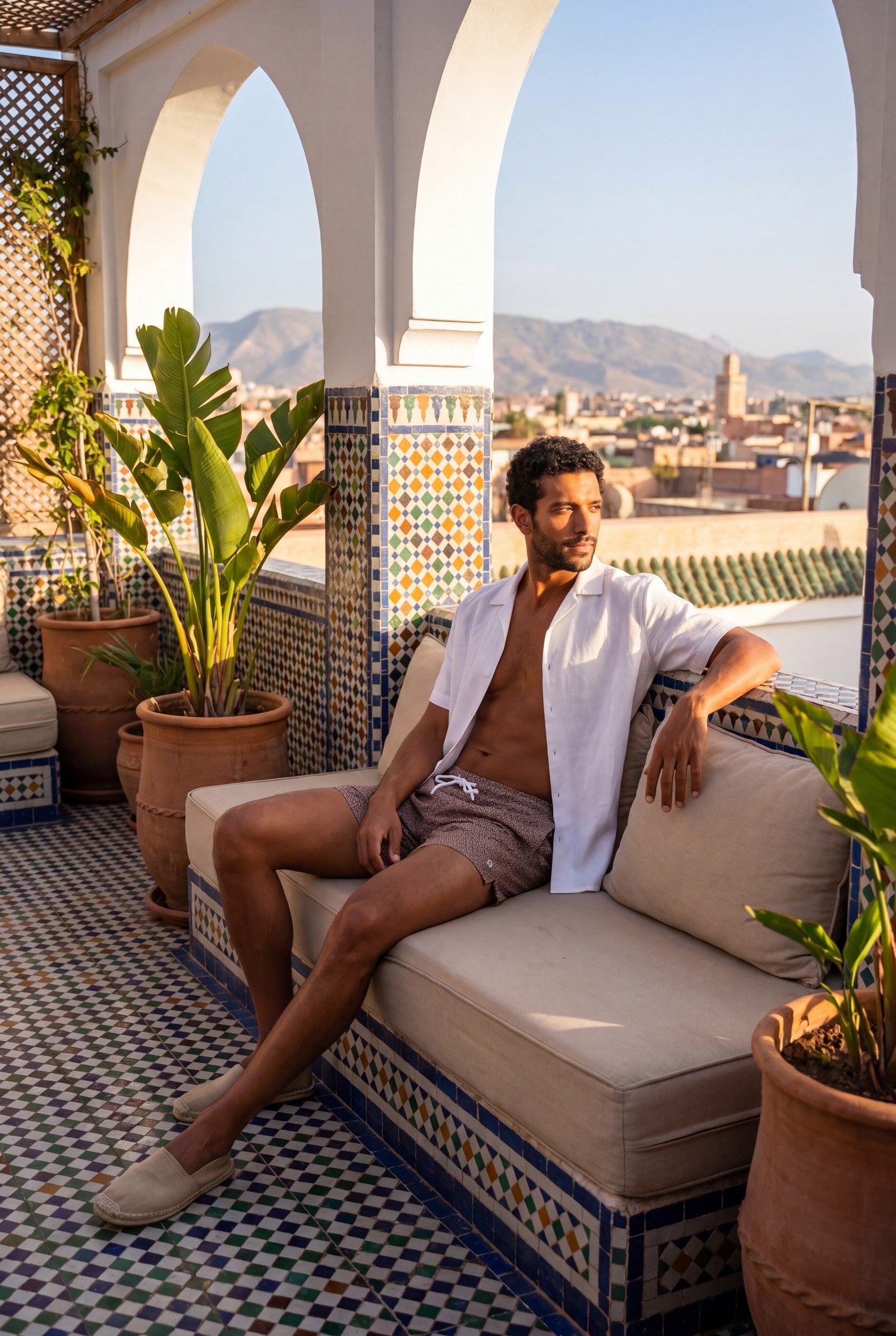 Men's Santo Print Swim Shorts | Blackstone London