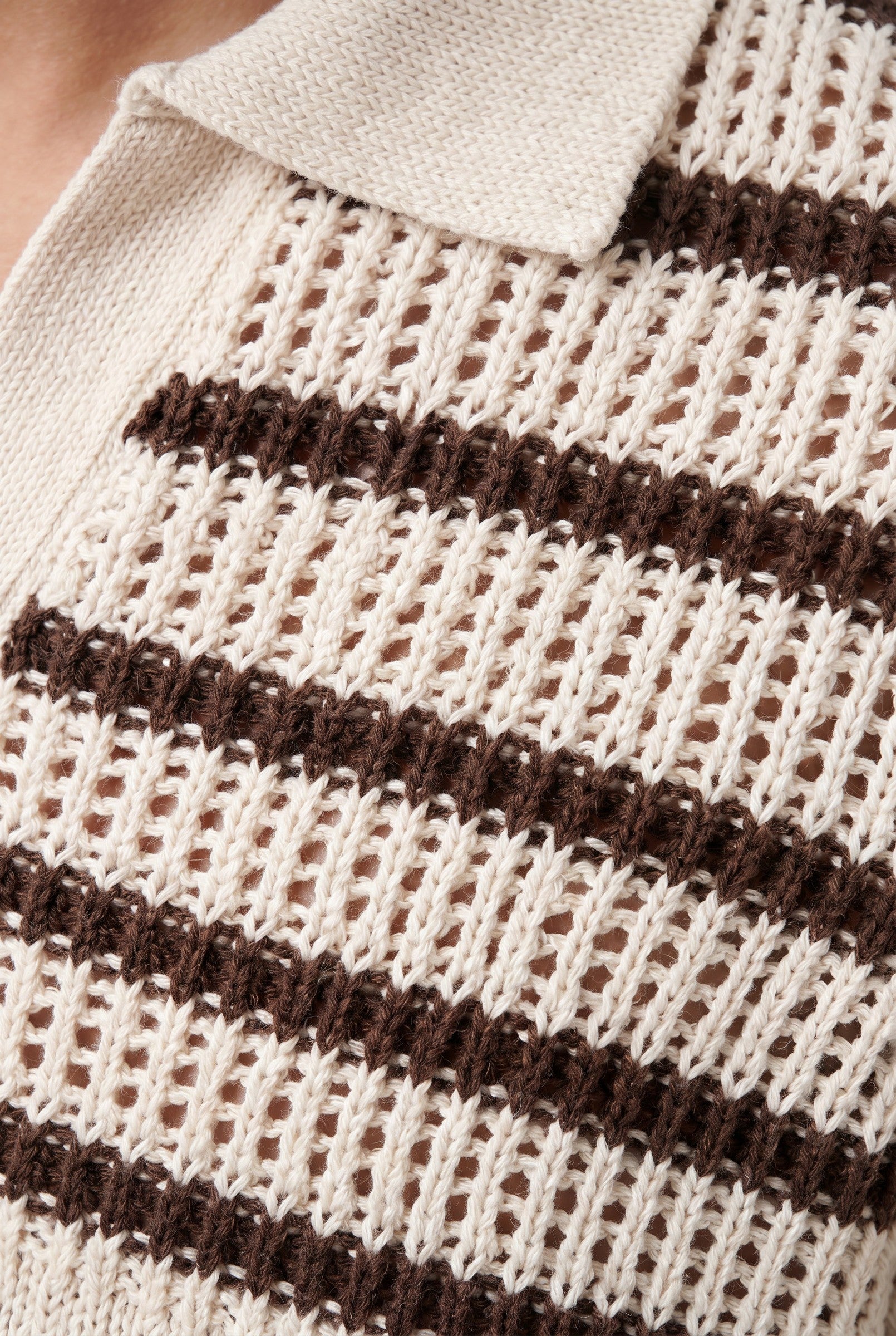 Men's Boxy Stripe Crochet Polo | Blackstone London