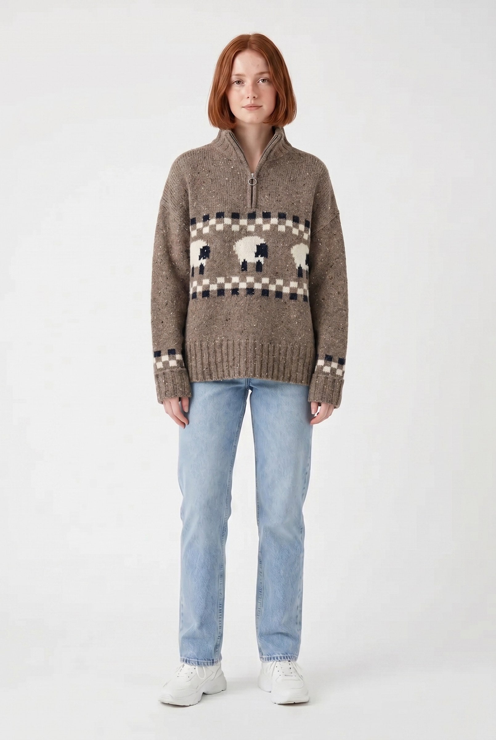 Women's Sheep Half-Zip Heritage Jumper | Blackstone London