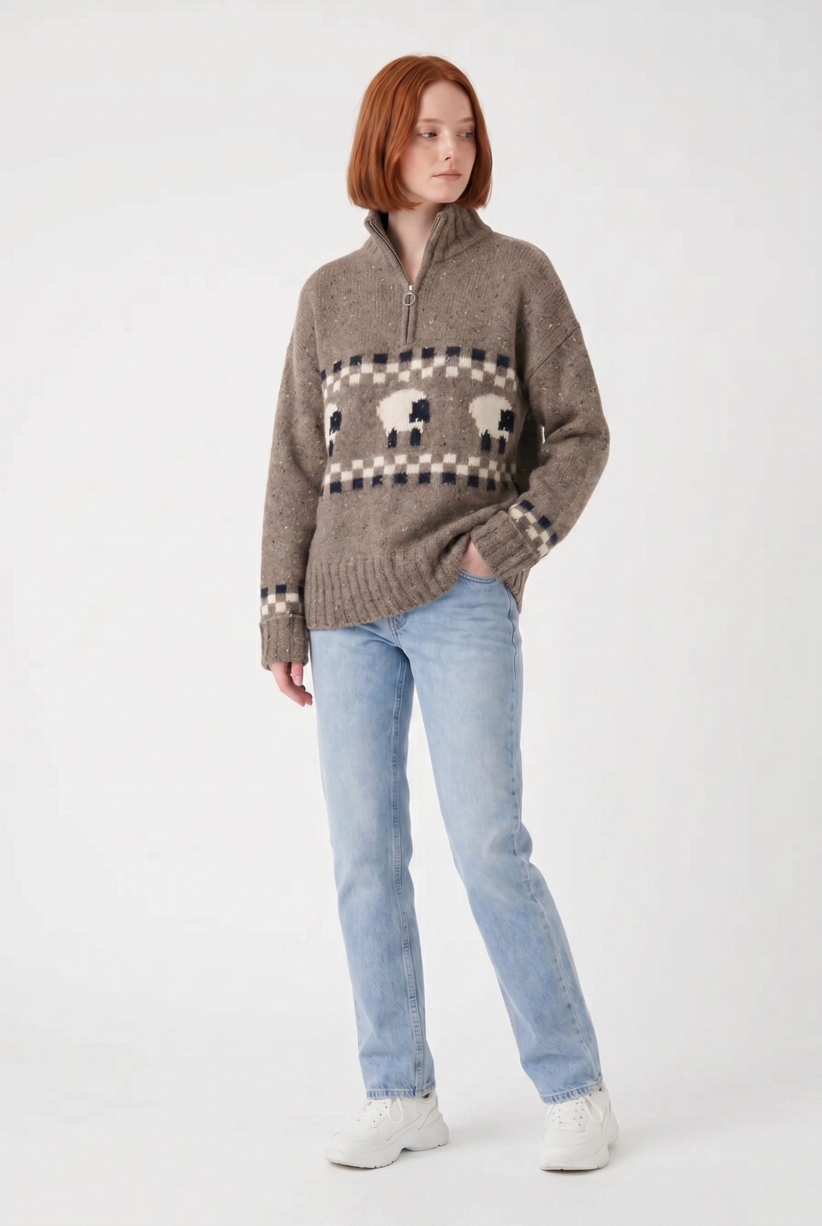 Women's Sheep Half-Zip Heritage Jumper | Blackstone London