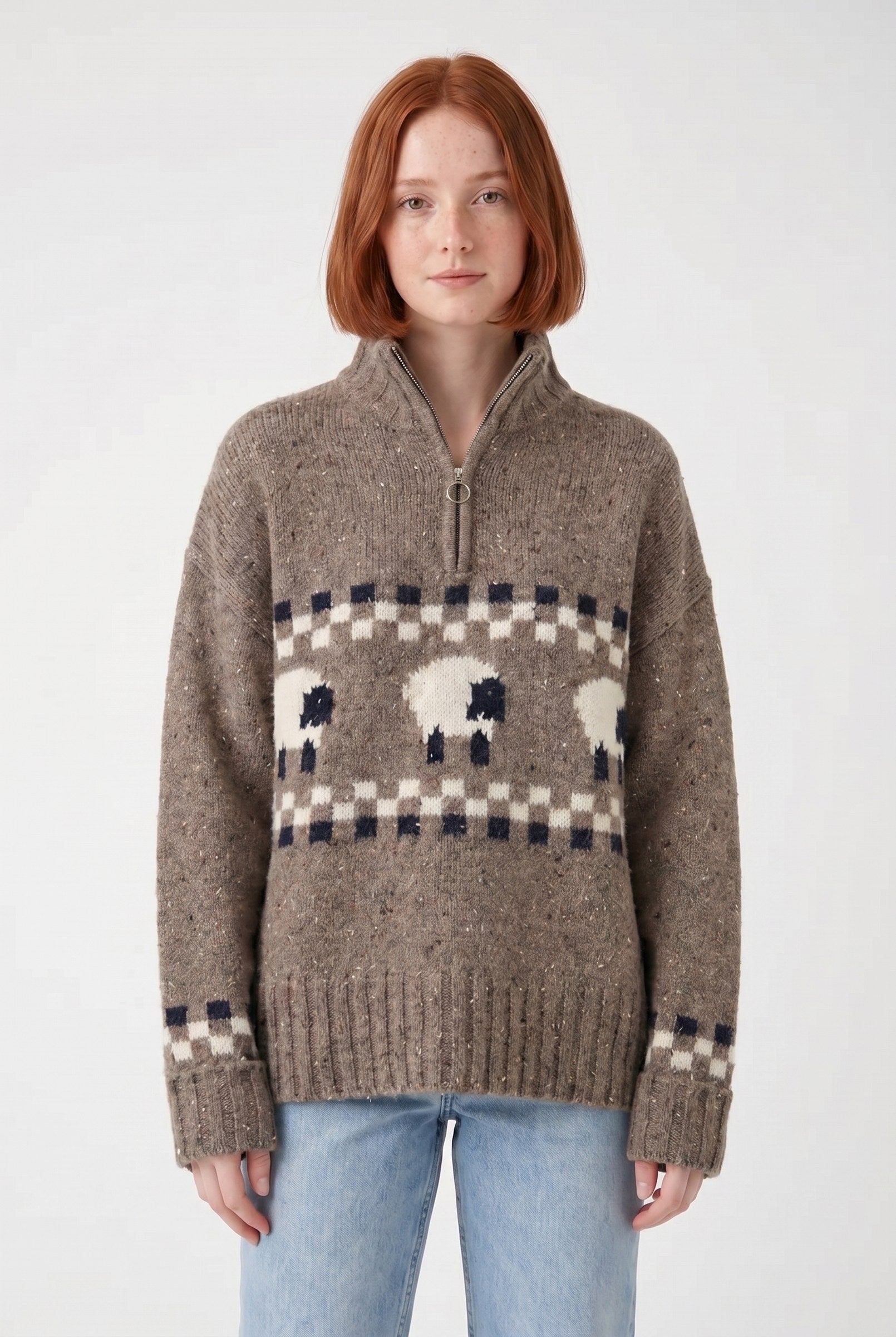 Women's Sheep Half-Zip Heritage Jumper | Blackstone London