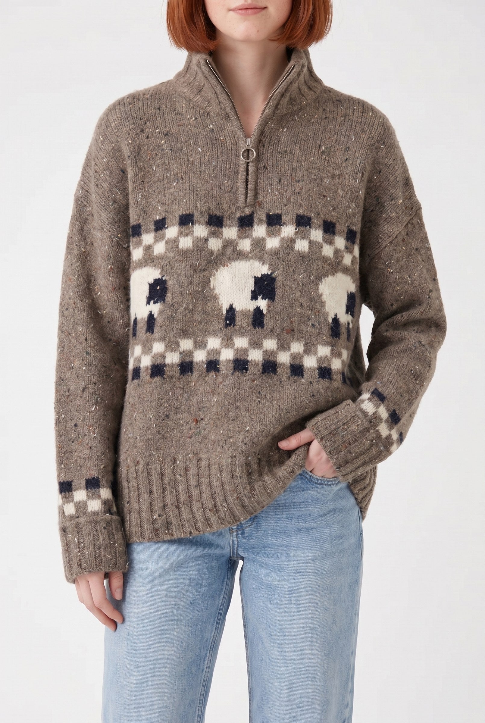 Women's Sheep Half-Zip Heritage Jumper | Blackstone London