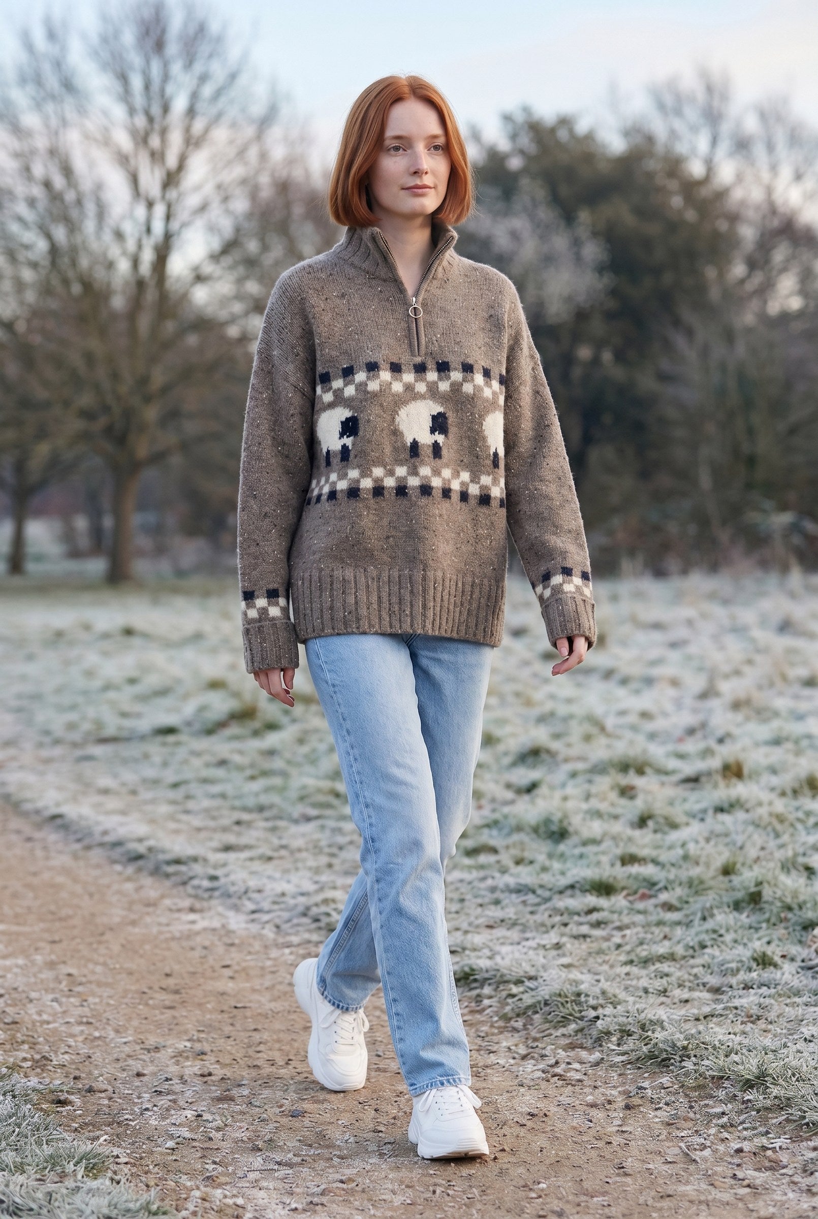 Women's Sheep Half-Zip Heritage Jumper | Blackstone London