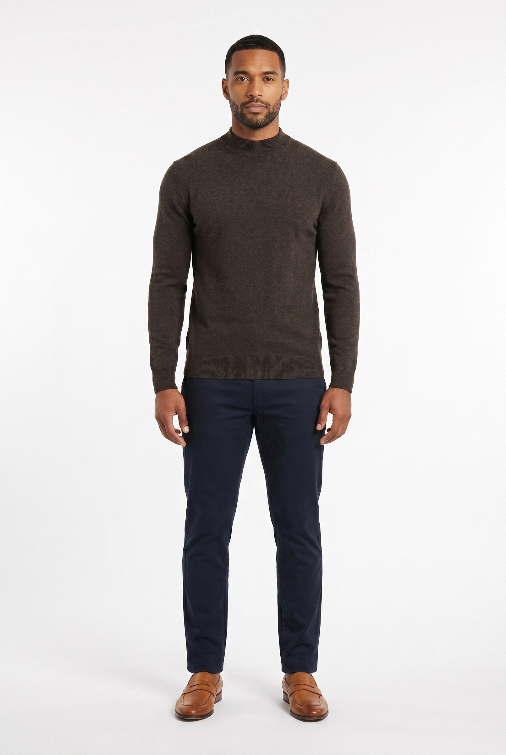 Men's Ultra Fine Cotton Mock Neck Jumper | Blackstone London
