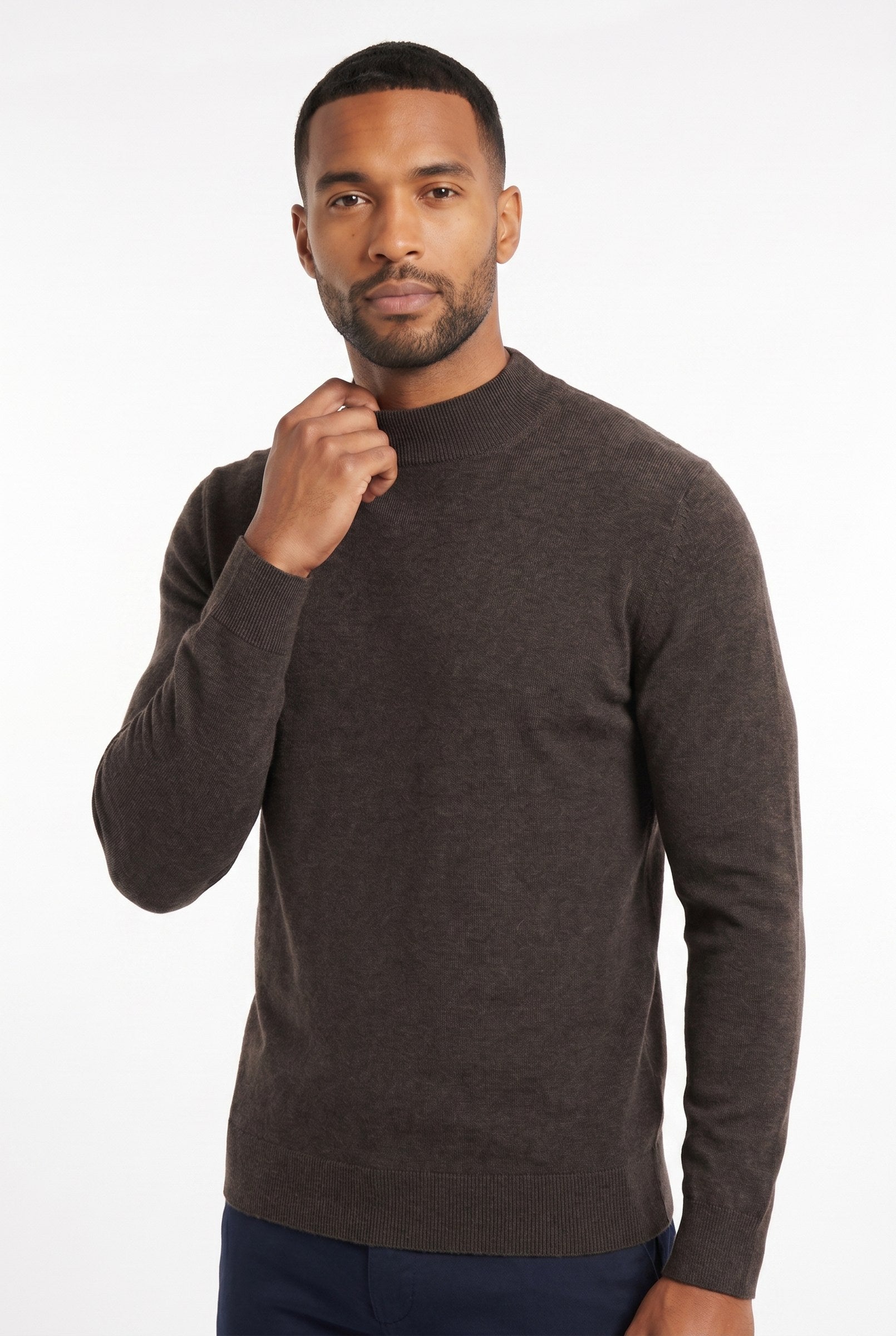 Men's Ultra Fine Cotton Mock Neck Jumper | Blackstone London