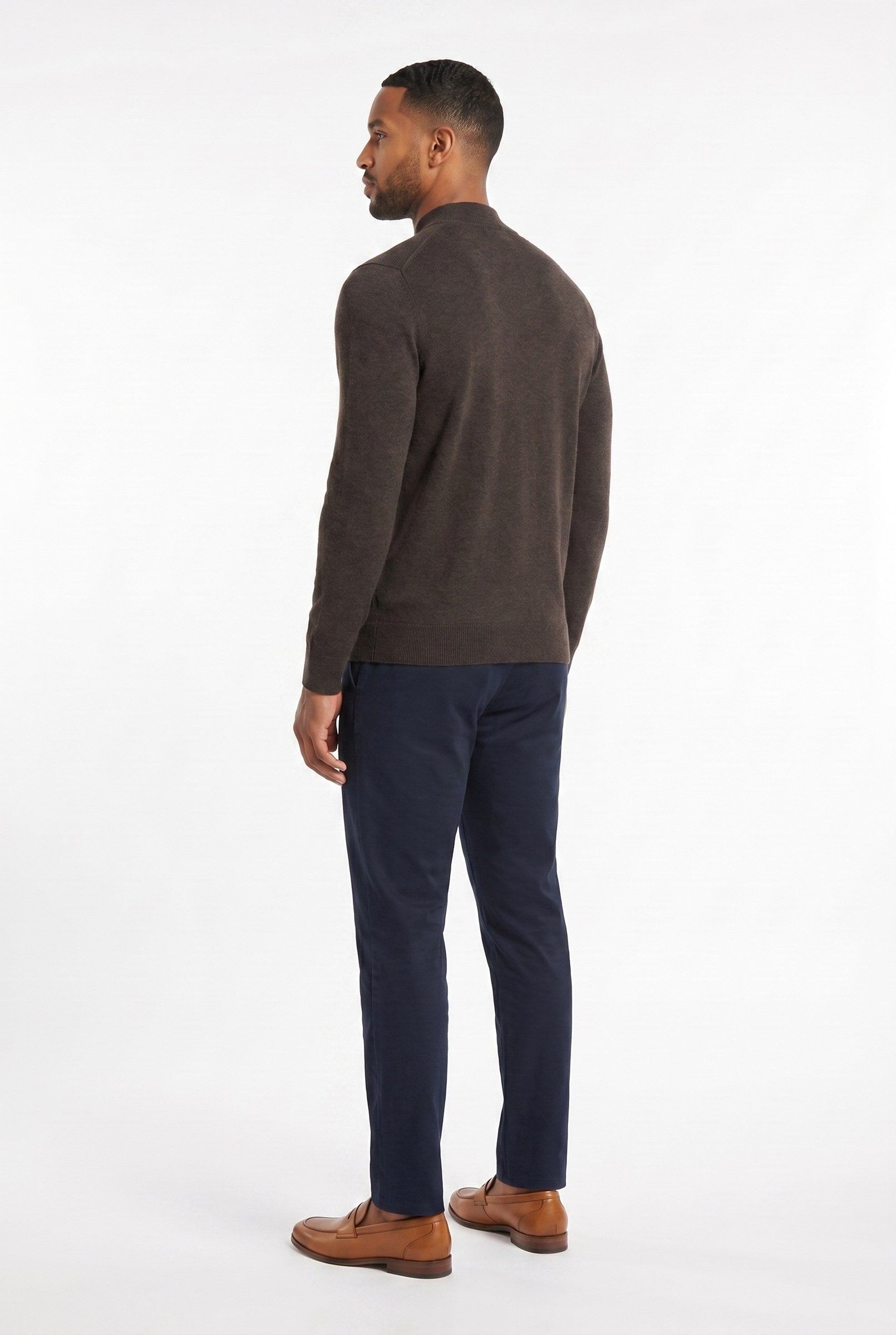 Men's Ultra Fine Cotton Mock Neck Jumper | Blackstone London