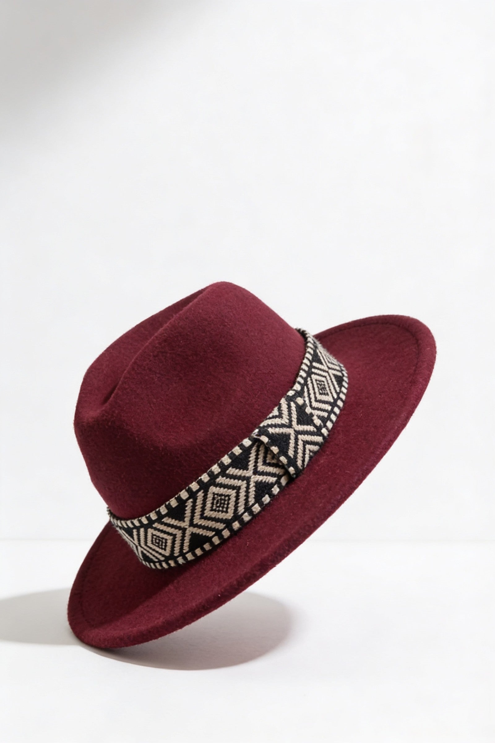 Men's Wide Brim Fedora Hat with Aztec Band | Blackstone London