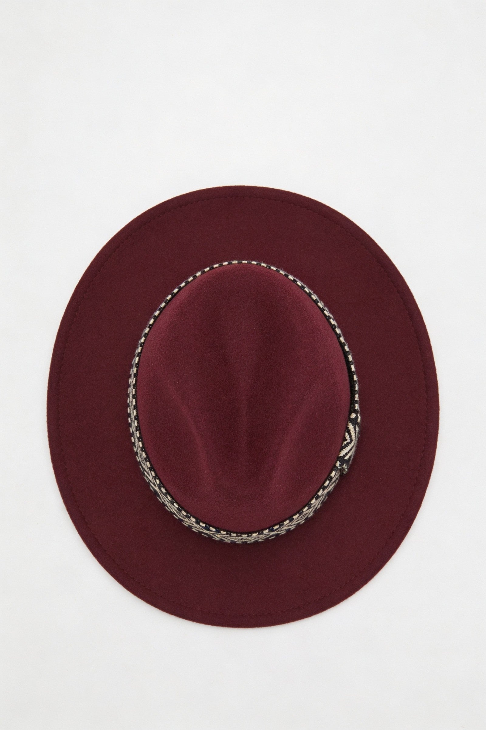 Men's Wide Brim Fedora Hat with Aztec Band | Blackstone London