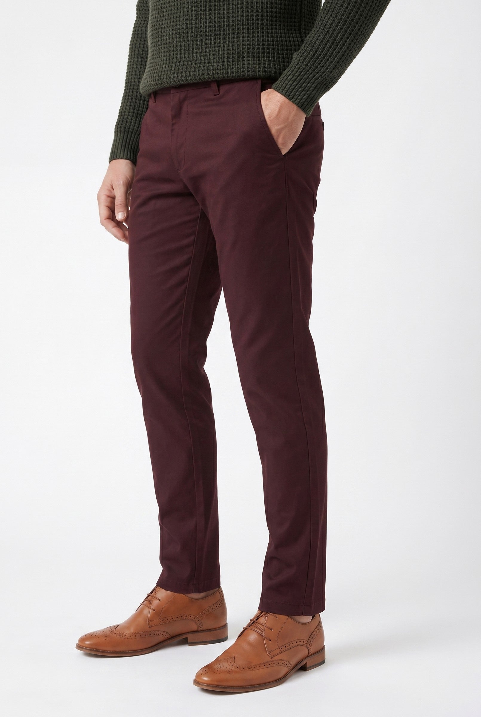 Men's Coronation Burgundy Chino Trousers | Blackstone London