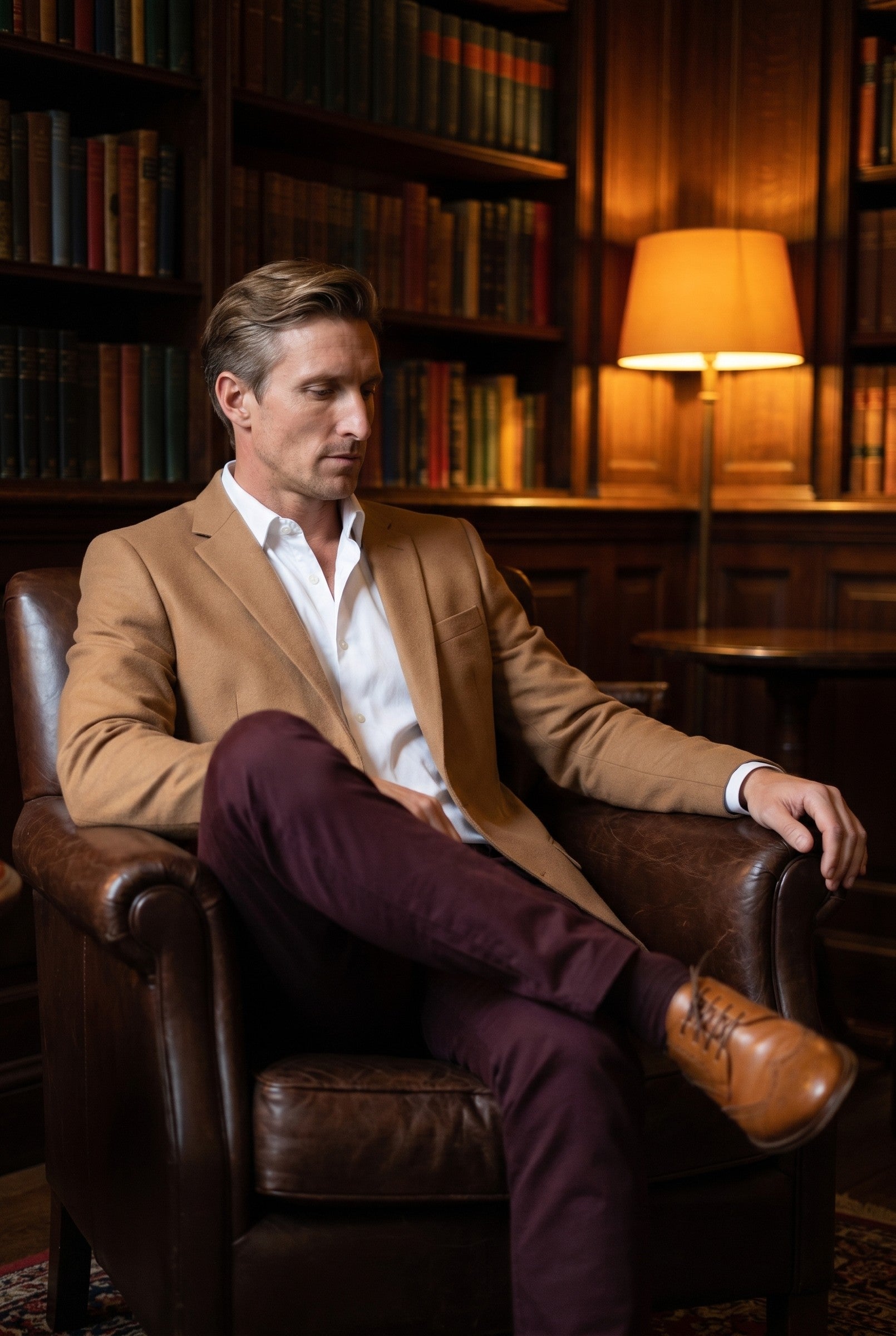 Men's Coronation Burgundy Chino Trousers | Blackstone London