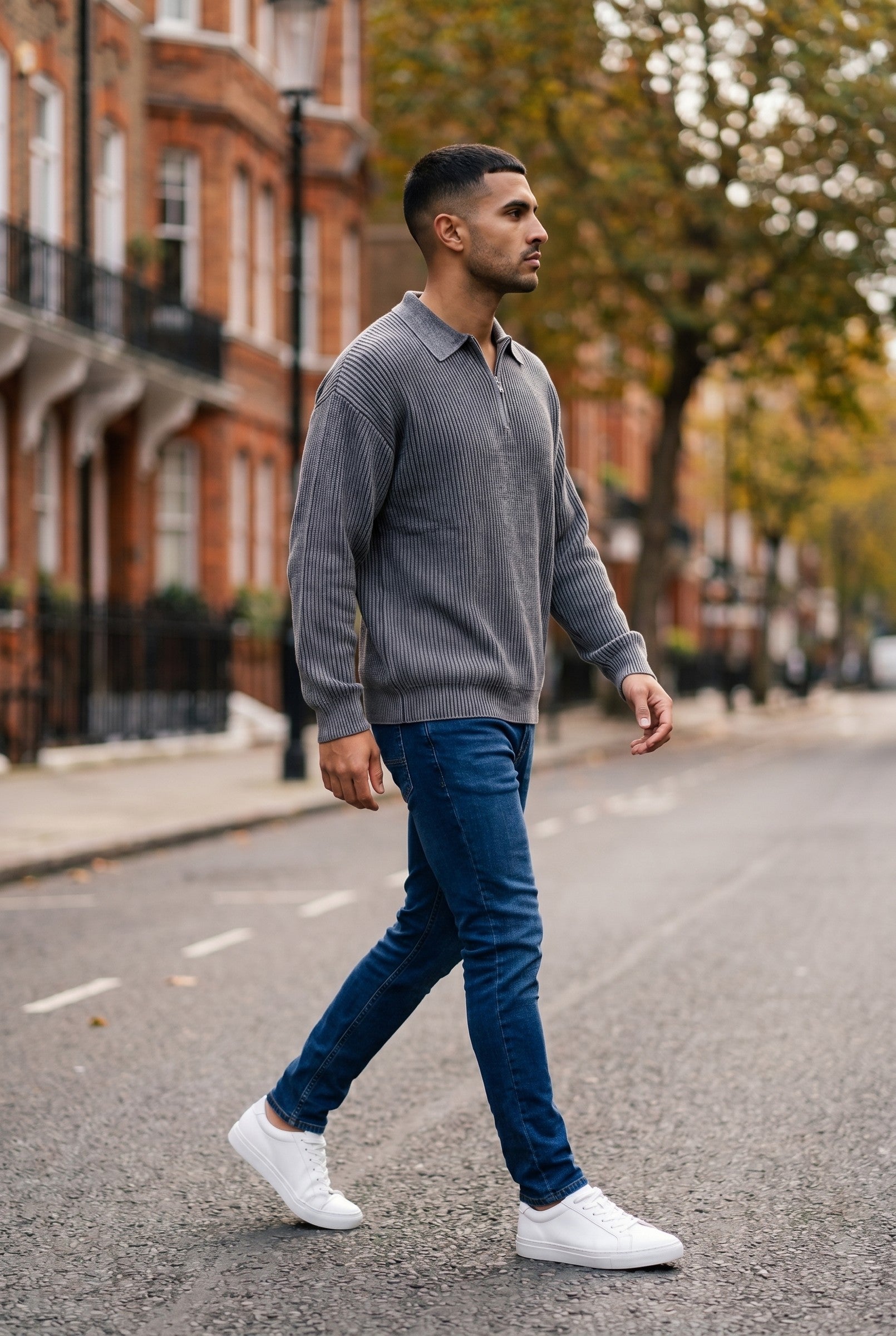 Men's Acid Washed Half-Zip Knit Pullover | Blackstone London