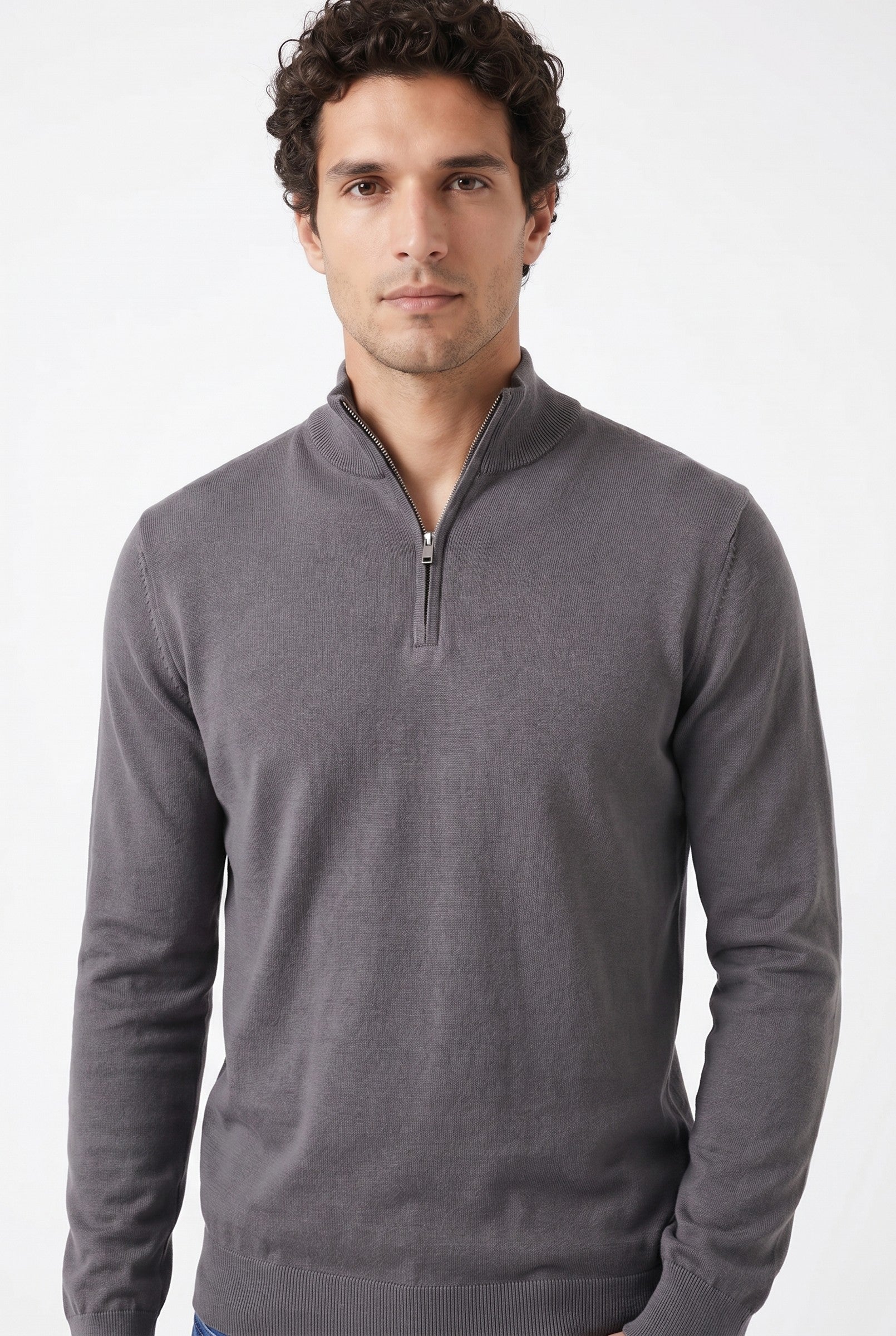 Men's Cotton Knitted Half Zip Funnel Neck Jumper | Blackstone London