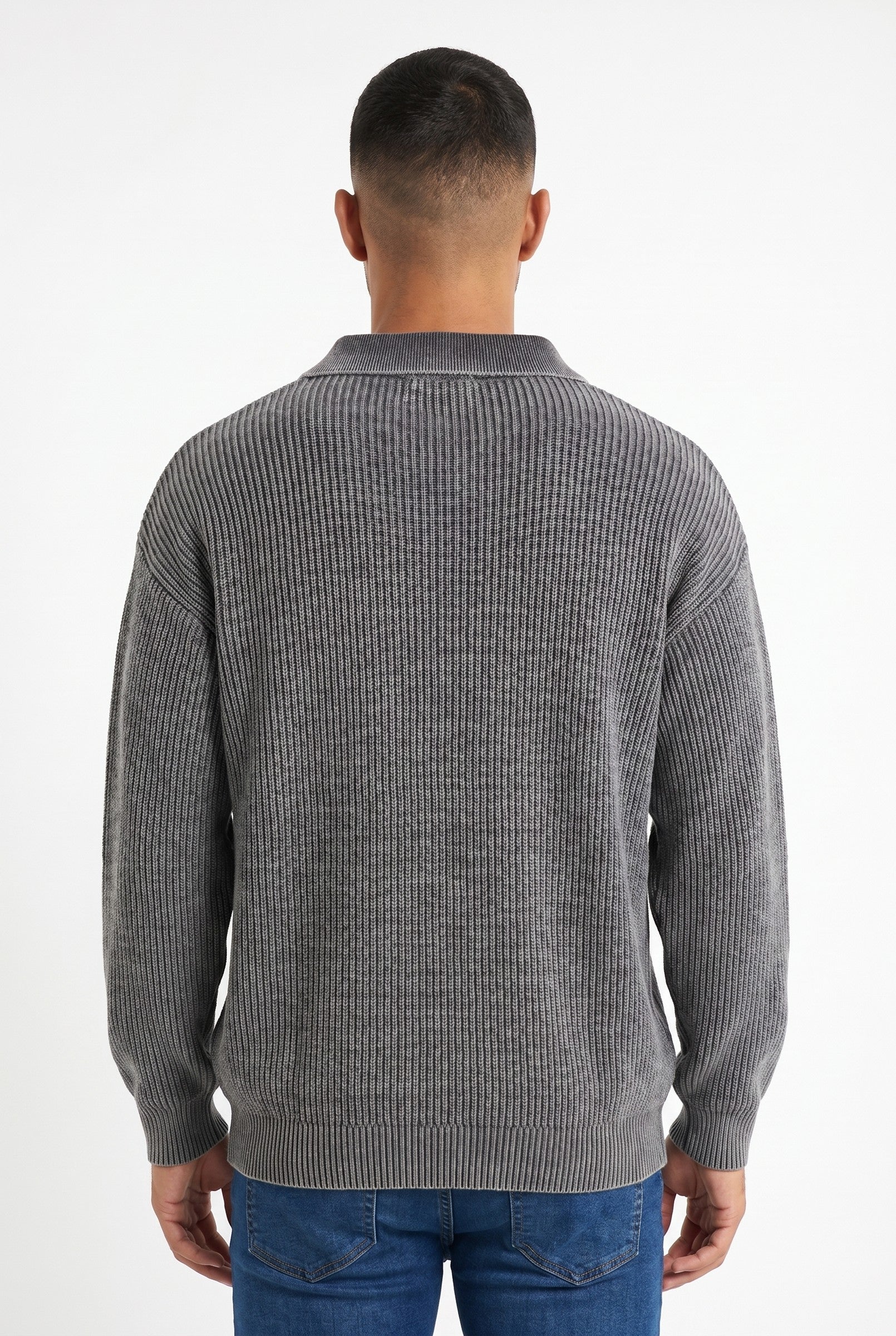 Men's Acid Washed Half-Zip Knit Pullover | Blackstone London
