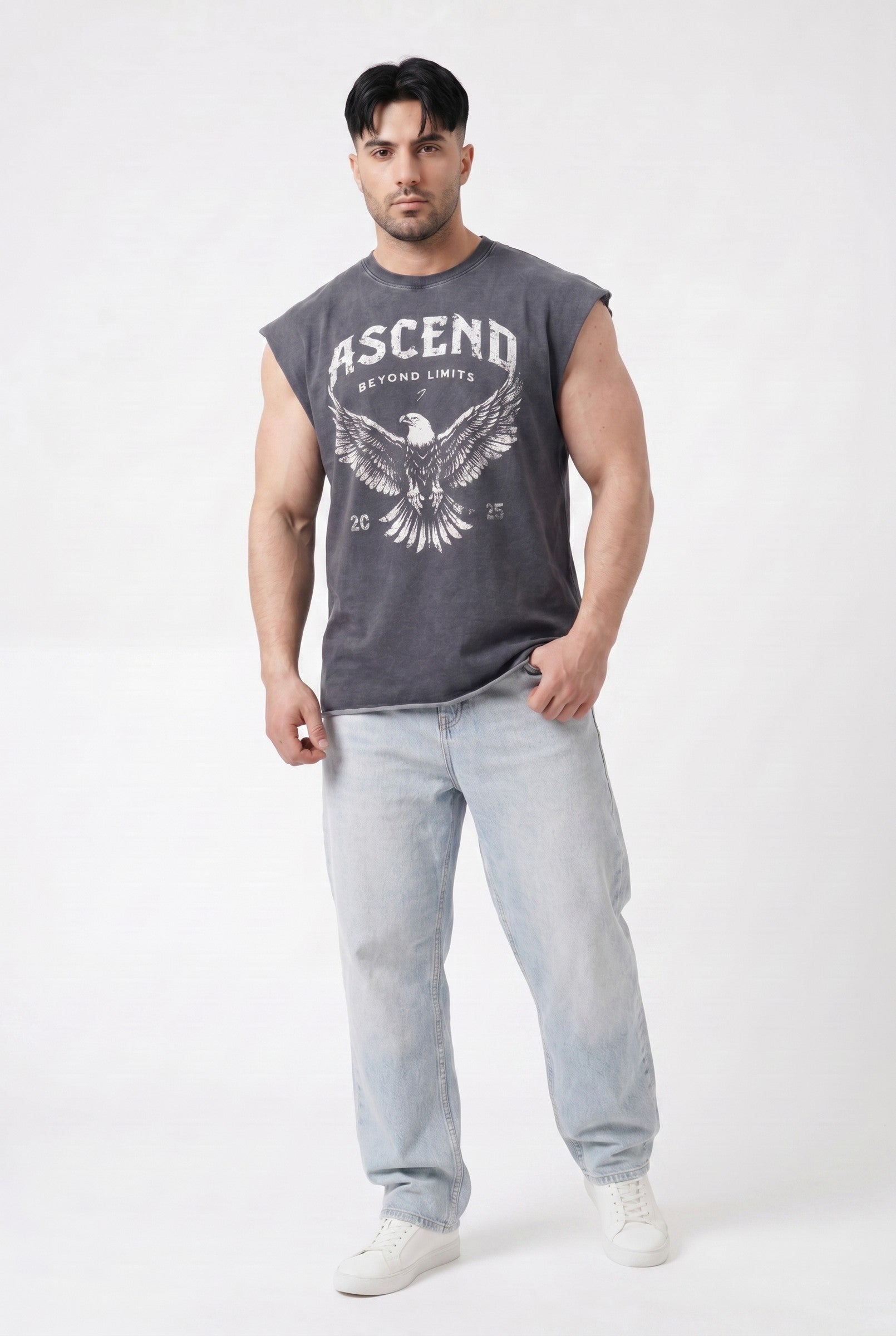 Men's Washed Eagle Cap Sleeve Tank | Blackstone London