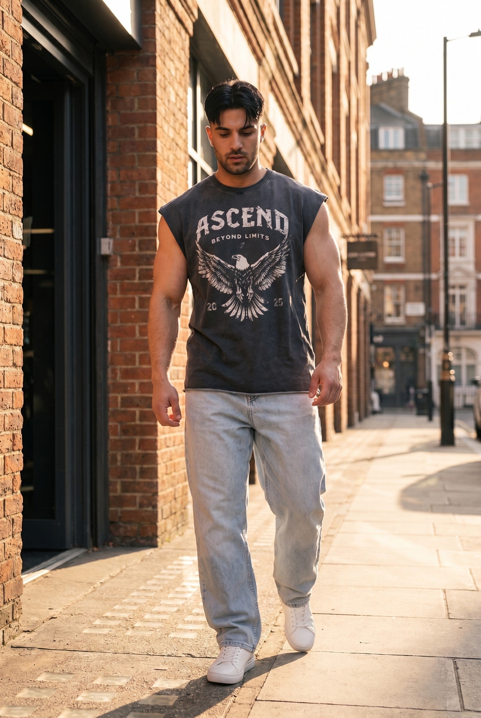 Men's Washed Eagle Cap Sleeve Tank | Blackstone London