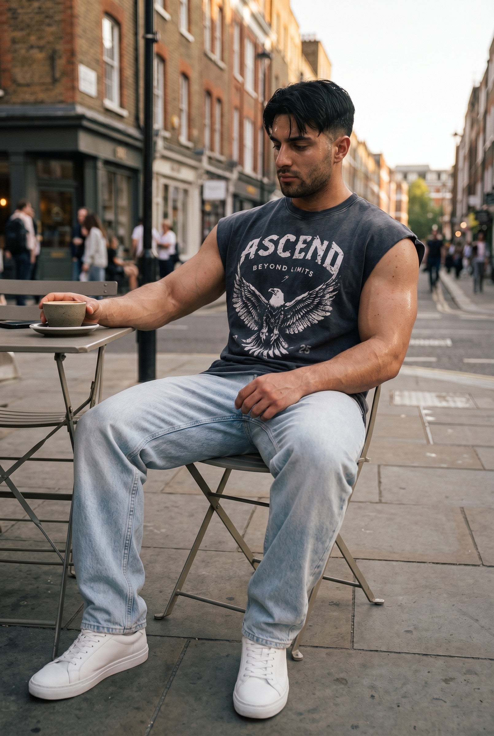 Men's Washed Eagle Cap Sleeve Tank | Blackstone London